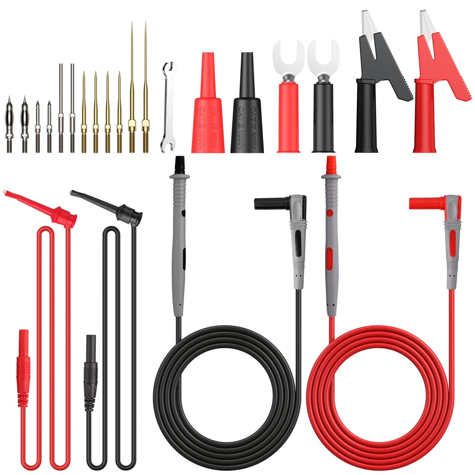 Neoteck 23-Piece Multimeter Test Lead Kit with Gold-Plated Replaceable Probes, Alligator Clips, and Test Hooks - Perfect for Electrical Testing, DIY Repairs, and Professional Use in Automotive, HVAC, and Home Maintenance