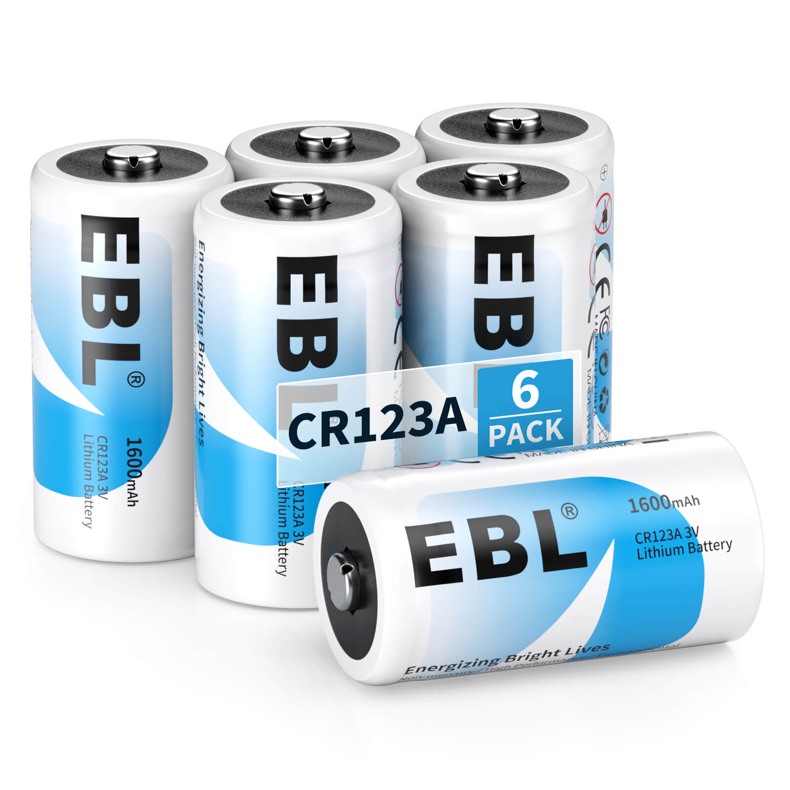 EBL CR123A 1600mAh Lithium Batteries (4-Pack) - High Power Non-Rechargeable Batteries for Cameras, Flashlights & Security Devices - Long Lasting Performance for Photography & Outdoor Gear