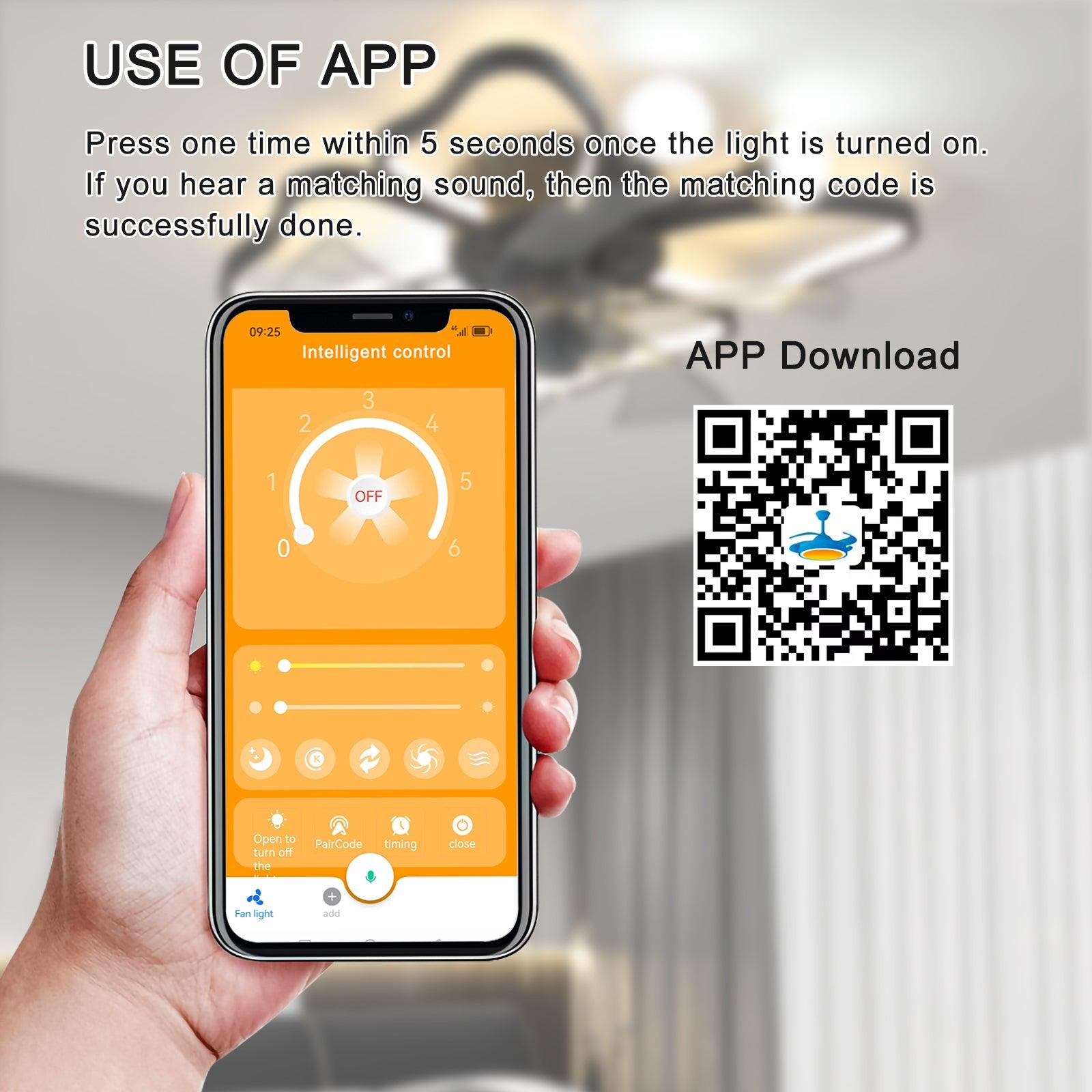 19.7 Inch Modern Black Ceiling Fan with Remote Control & LED Lights - Butterfly Design, Ultra Quiet, Timer Function - Perfect for Bedroom, Living Room, Kids Room & Nursery (Home Cooling & Decorative Lighting Solution)