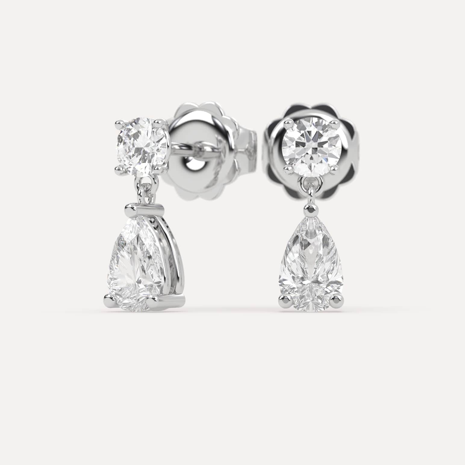 2 Carat Pear Diamond Drop Earrings - 14K White Gold Dangle Earrings for Women, Elegant Wedding & Evening Party Jewelry Gift