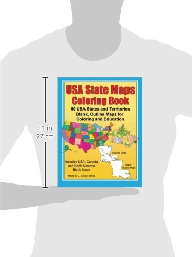 USA State Maps Coloring Book - 50 US States & Territories Blank Outline Maps for Adults & Kids | Educational Geography Learning Activity | Road Trips, Homeschooling & Classroom Use