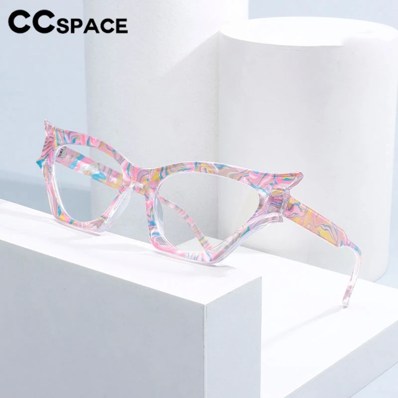 CCspace Women's Full Rim Oval Cat Eye Polycarbonate Eyeglasses Frame 300887 - Stylish Retro Glasses for Office, Reading & Fashion Accessories