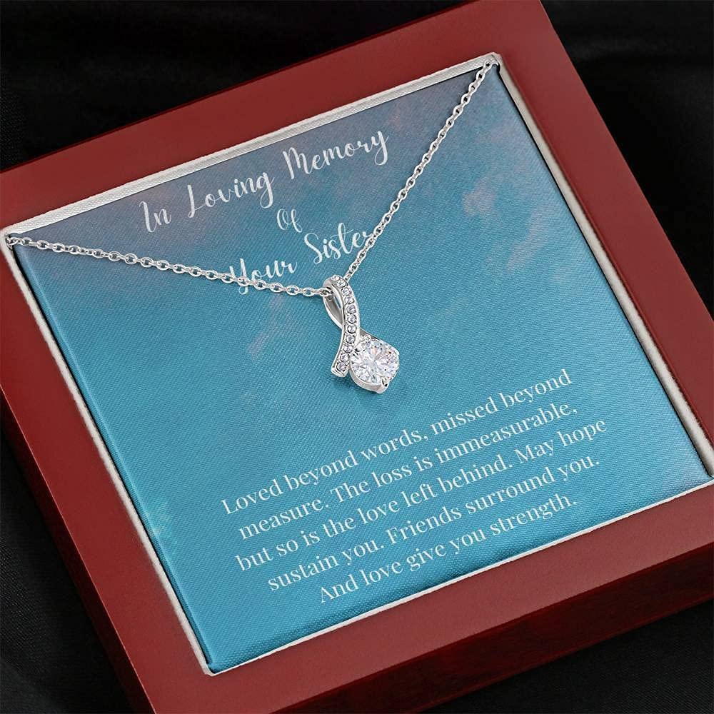Handmade Memorial Necklace - Personalized Sister Gift in White & Gold for Loving Memory