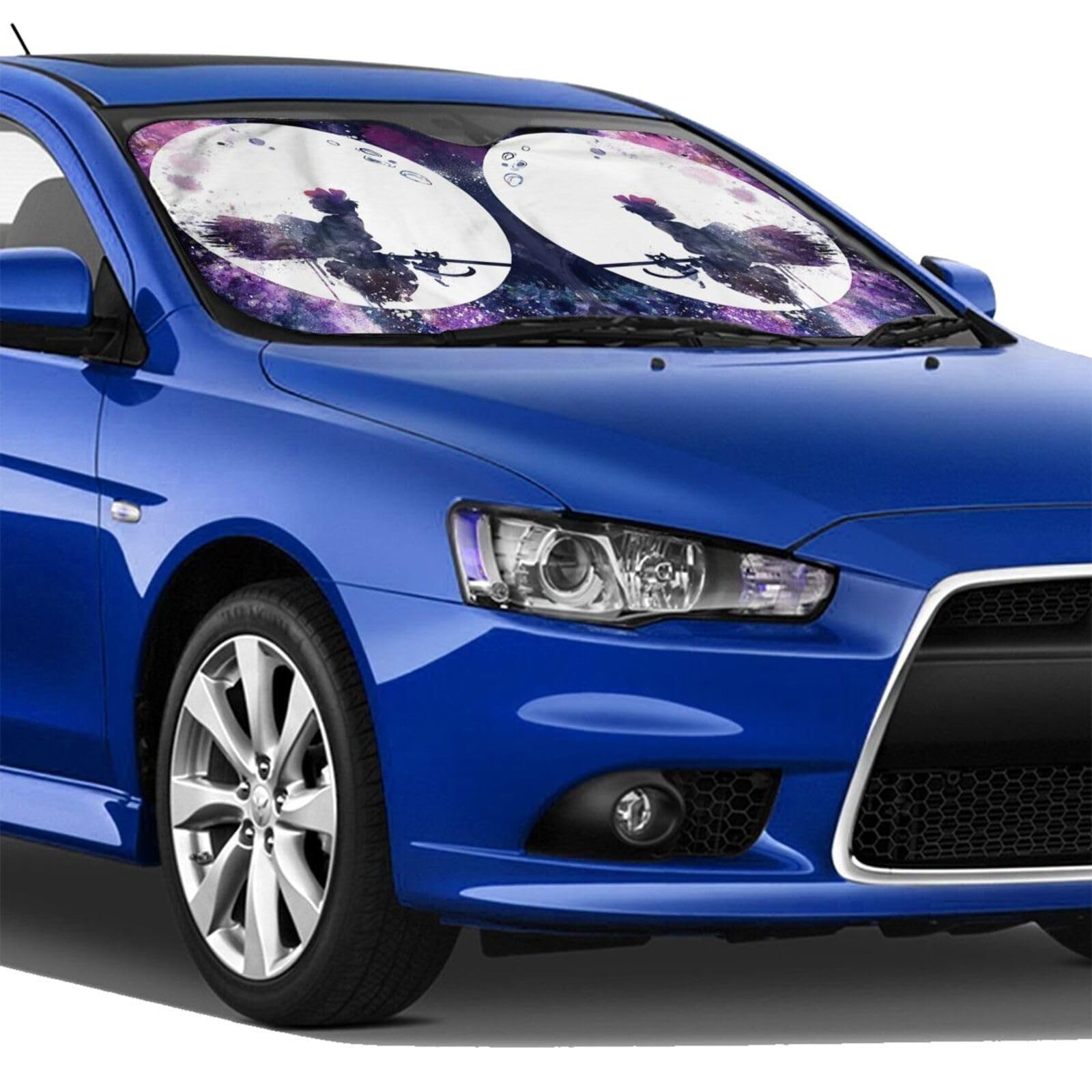 Foldable Car Windshield Sun Shade 29.9x55 Inches - UV Protection Sun Visor for Kiki Cat Delivery Service & All Vehicles | Perfect for Summer Parking, Heat Reduction & Interior Protection