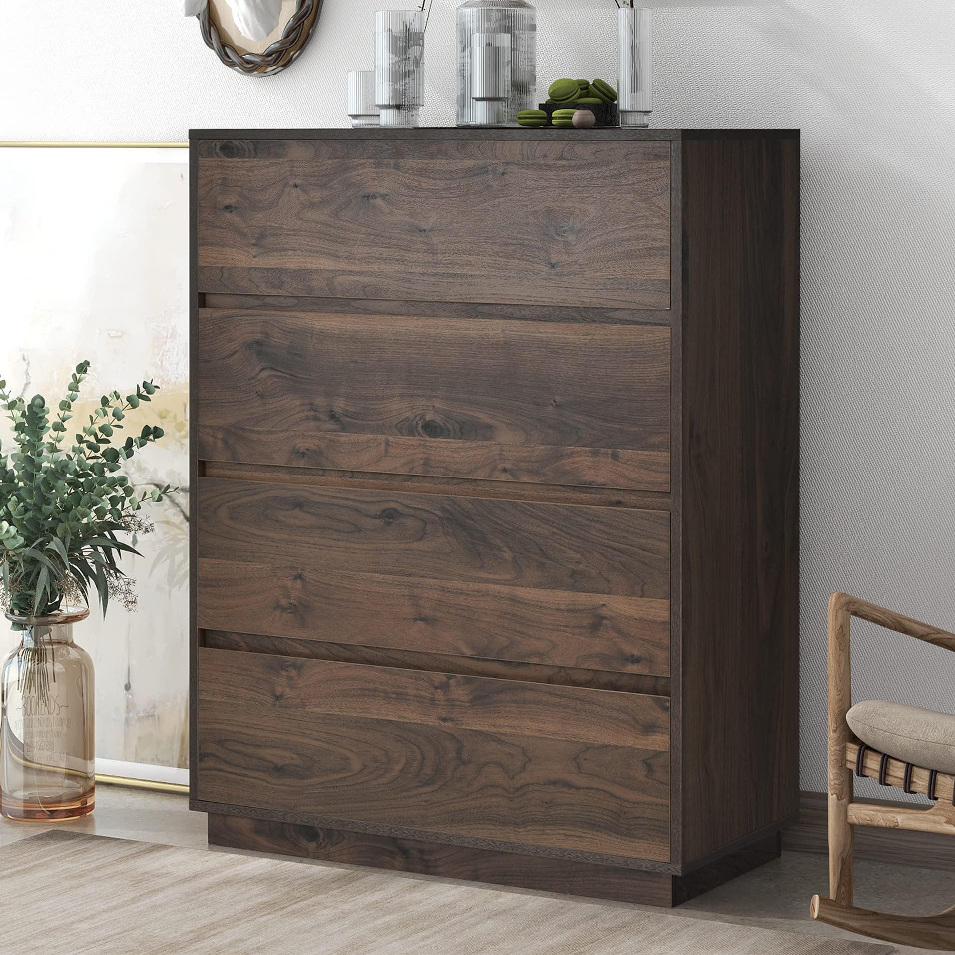 Antique 4-Drawer Wood Dresser - 41.3
