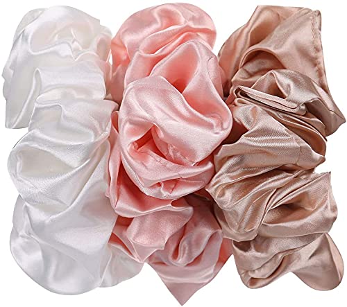 FAMEZA 6-Piece Satin Silk Scrunchies for Women - Soft No-Slip Hair Ties, Ponytail Holders Gentle on Hair (Perfect for Workouts, Office & Everyday Use)