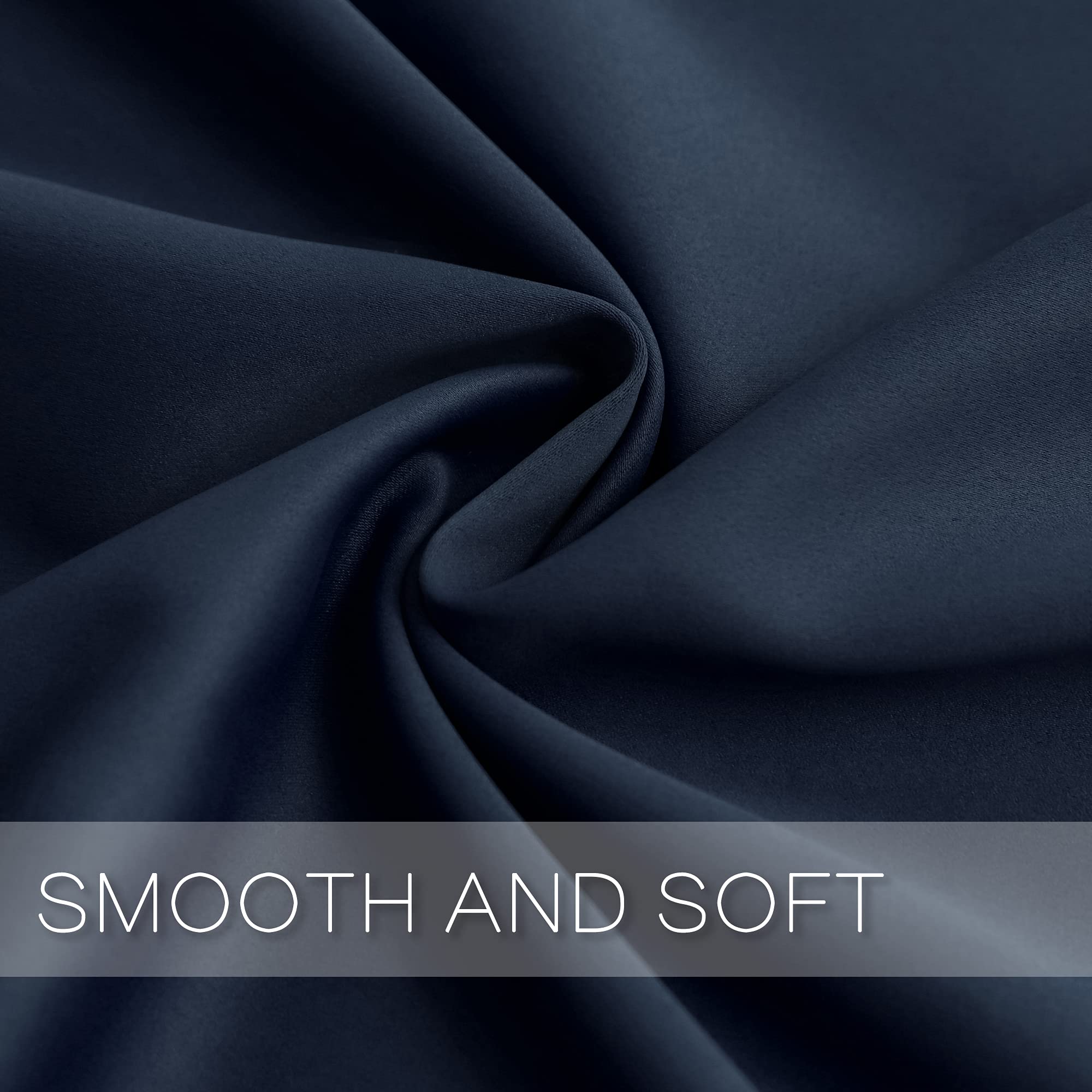 Premium Blackout Curtains for Bedroom & Living Room - Thermal Insulated Room Darkening Grommet Curtains Set of 2 Panels (52x63 Inch, Navy Blue) - Perfect for Home Theater, Nursery & Light Sleepers