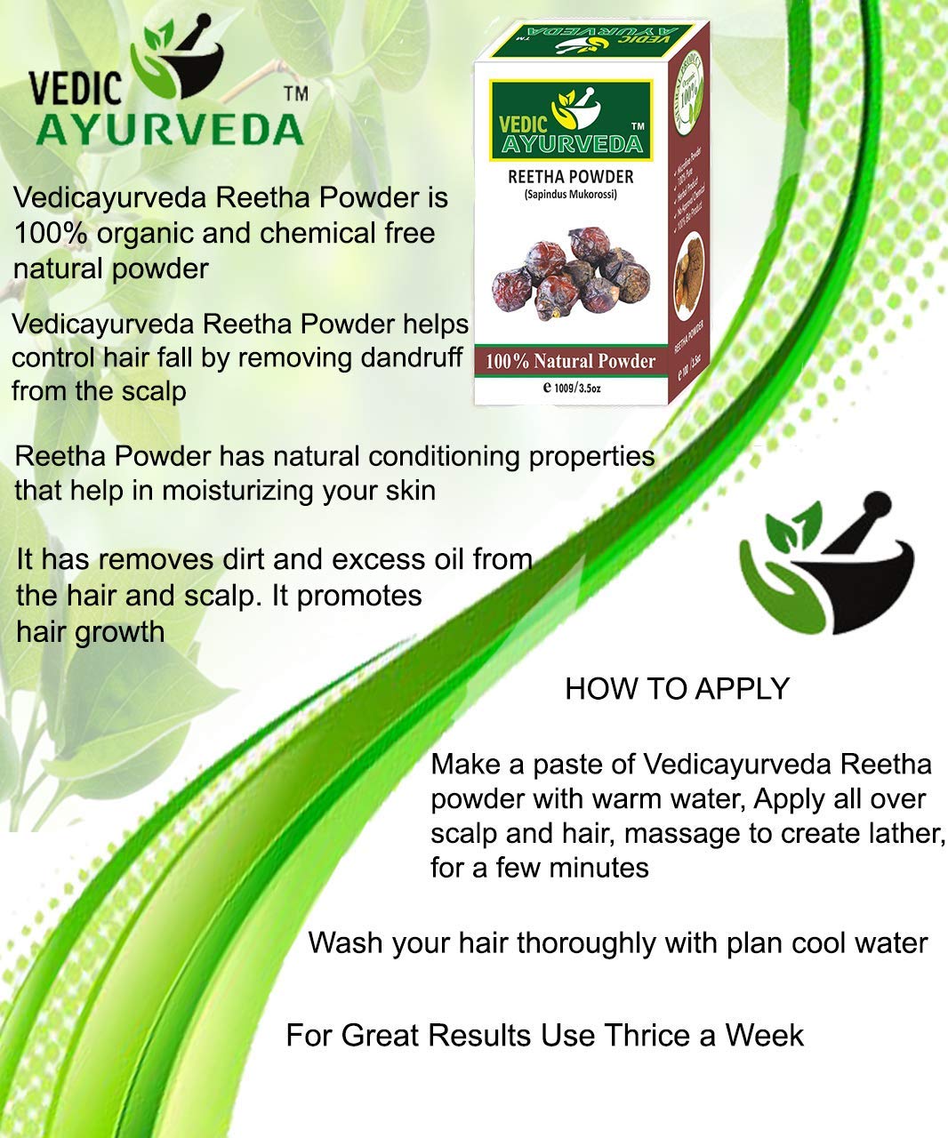 VEDICAYURVEDA Pure Organic Hair Care Combo - Amla Powder, Shikakai Powder, Reetha Powder & Bhringraj Powder (4 Items, 400g) for Natural Hair Growth, Scalp Treatment & Deep Conditioning - Perfect for DIY Hair Masks & Ayurvedic Hair Care Routines
