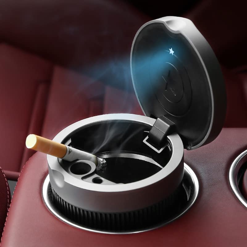 Premium Car Ashtray with Detachable Lighter Set - Blue LED Light Indicator, Leak-Proof Lid for Cars, Home & Office Use | Perfect for Travel, Road Trips & Smoking Areas (Color: Blue)