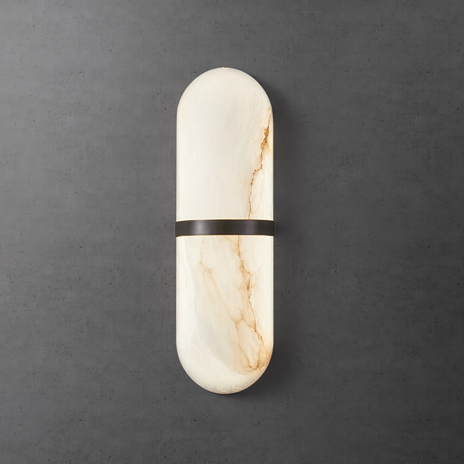 Alabaster Pill Wall Light - Modern Minimalist Sconce for Bedroom, Living Room & Hallway - Dimmable LED Wall Lamp for Ambient Lighting