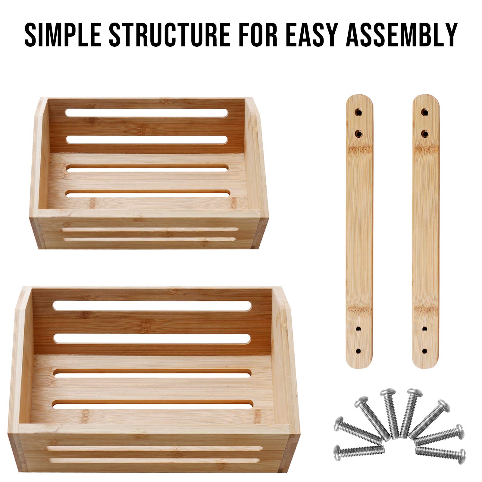 WELLAND 2-Tier Bamboo Countertop Fruit Basket Bowl - Kitchen & Dining Table Organizer for Bread, Vegetables & Snacks | Perfect for Pantry Storage, Counter Display & Healthy Snacking