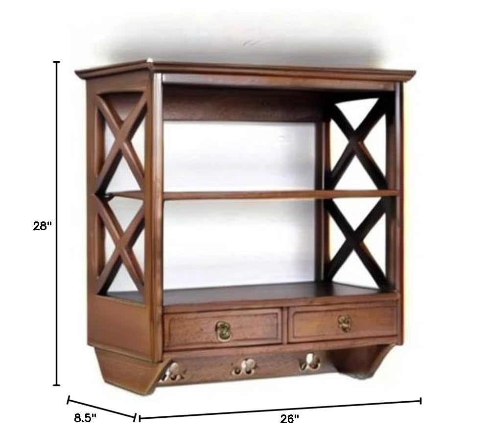 2-Drawer Wooden Display Rack - Organize Jewelry, Cosmetics & Small Items - Perfect for Retail Stores, Boutiques & Home Decor (Brown, Model 770133)