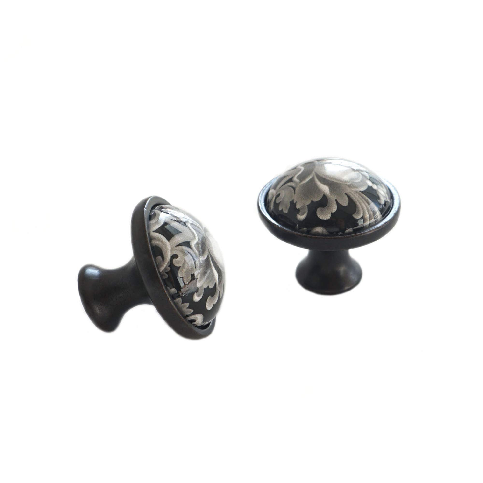 LBFEEL 4 Pack Black and White Ceramic Drawer Knobs - Rustic Dresser Pull Handles for Kitchen Cabinets, Furniture Hardware (Single Hole, 4-Pack) - Perfect for Farmhouse Style Kitchens, Bathroom Vanities & Vintage Furniture Upgrades