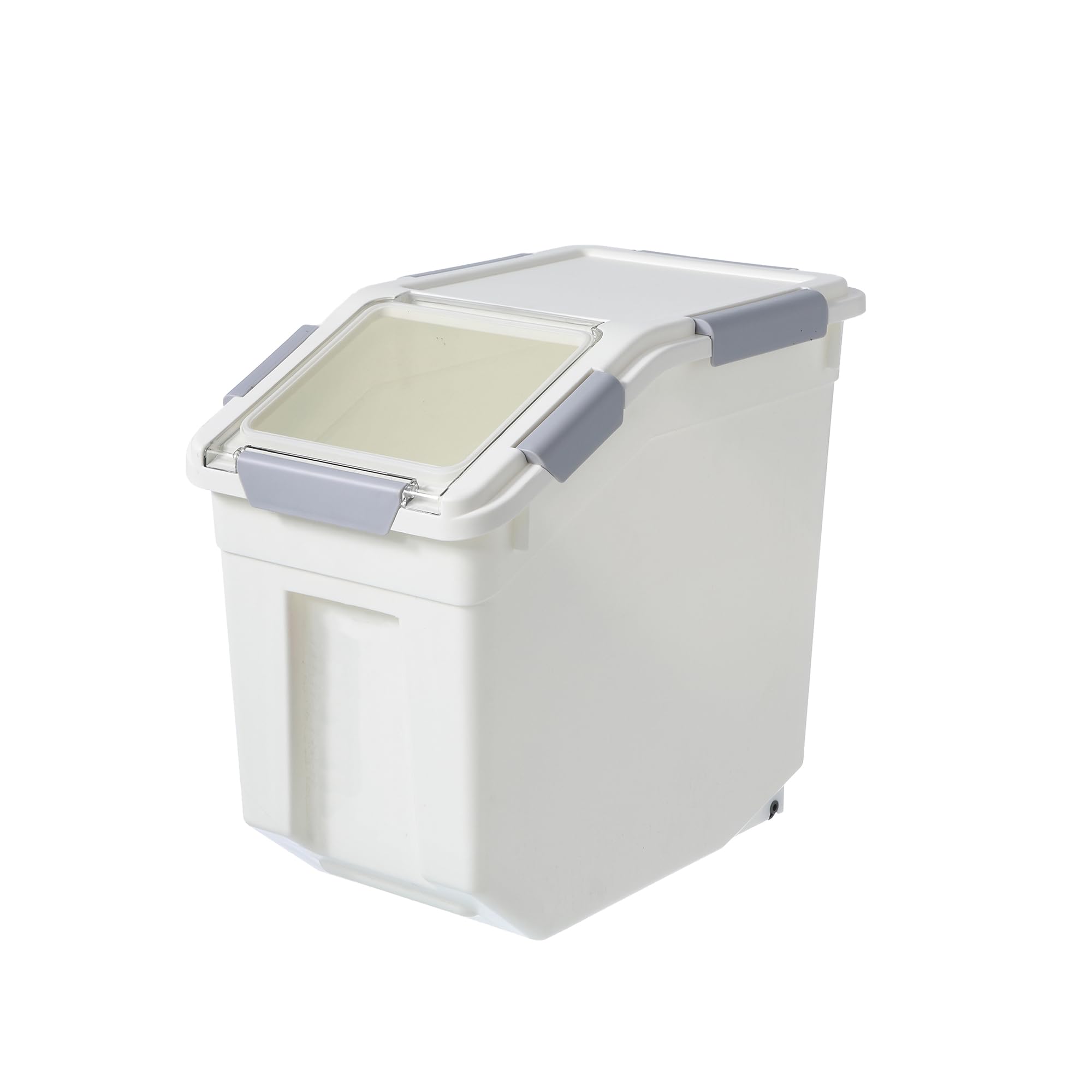 HANAMYA 10 Liter / 10 lbs BPA-Free Pet Food Storage Container with Measuring Cup - Airtight Dry Food Dispenser for Dog Food, Cat Food, Rice, Grain & Flour - White & Gray (1 Count) | Perfect for Kitchen Pantry Organization & Pet Food Storage
