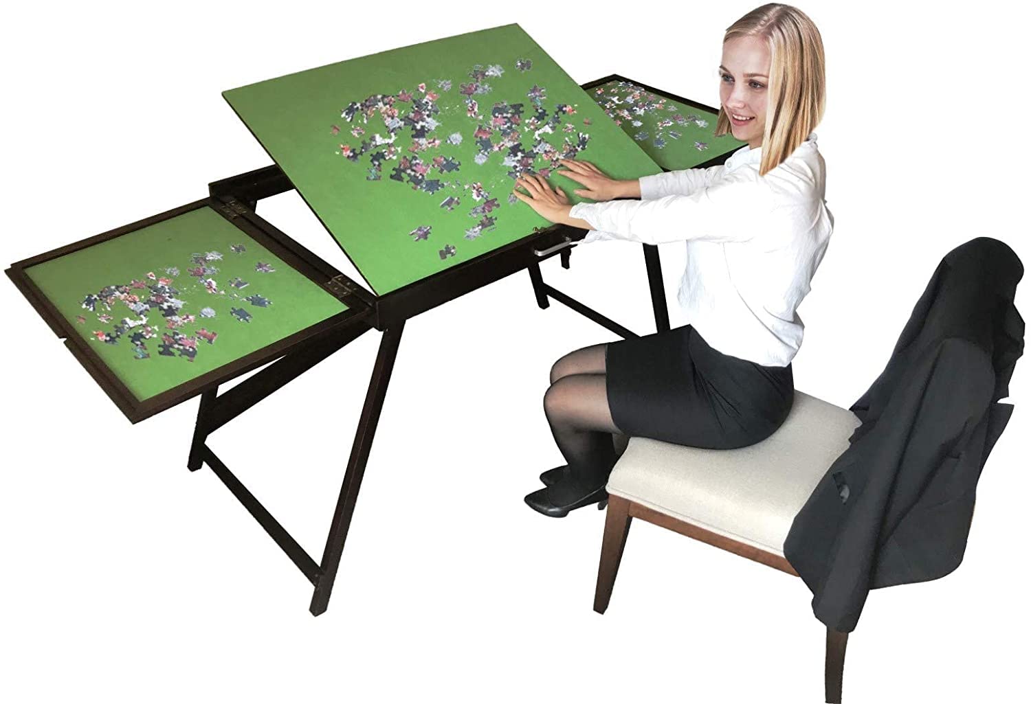 Premium Wooden Puzzle Table for Adults - Large Portable Folding Table with Storage & Cover - Multi-Functional Home Furniture - Perfect for 1500 Piece Puzzles - Ideal for Playrooms, Living Rooms & Game Nights