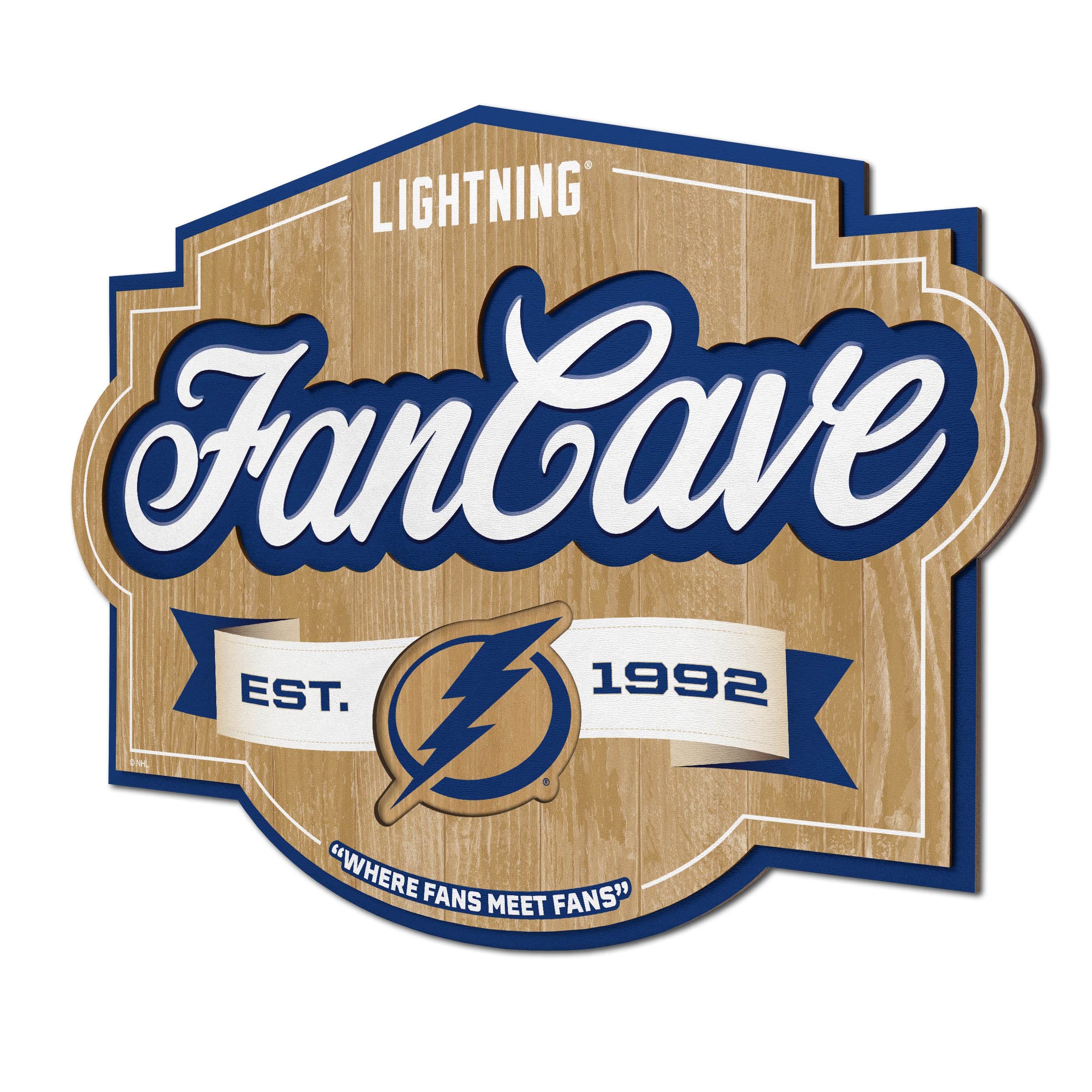 YouTheFan NHL Tampa Bay Lightning Fan Cave Sign - Officially Licensed Hockey Room Decor for Man Cave, Game Room & Sports Bar - Perfect for Tampa Bay Lightning Fans & Hockey Enthusiasts