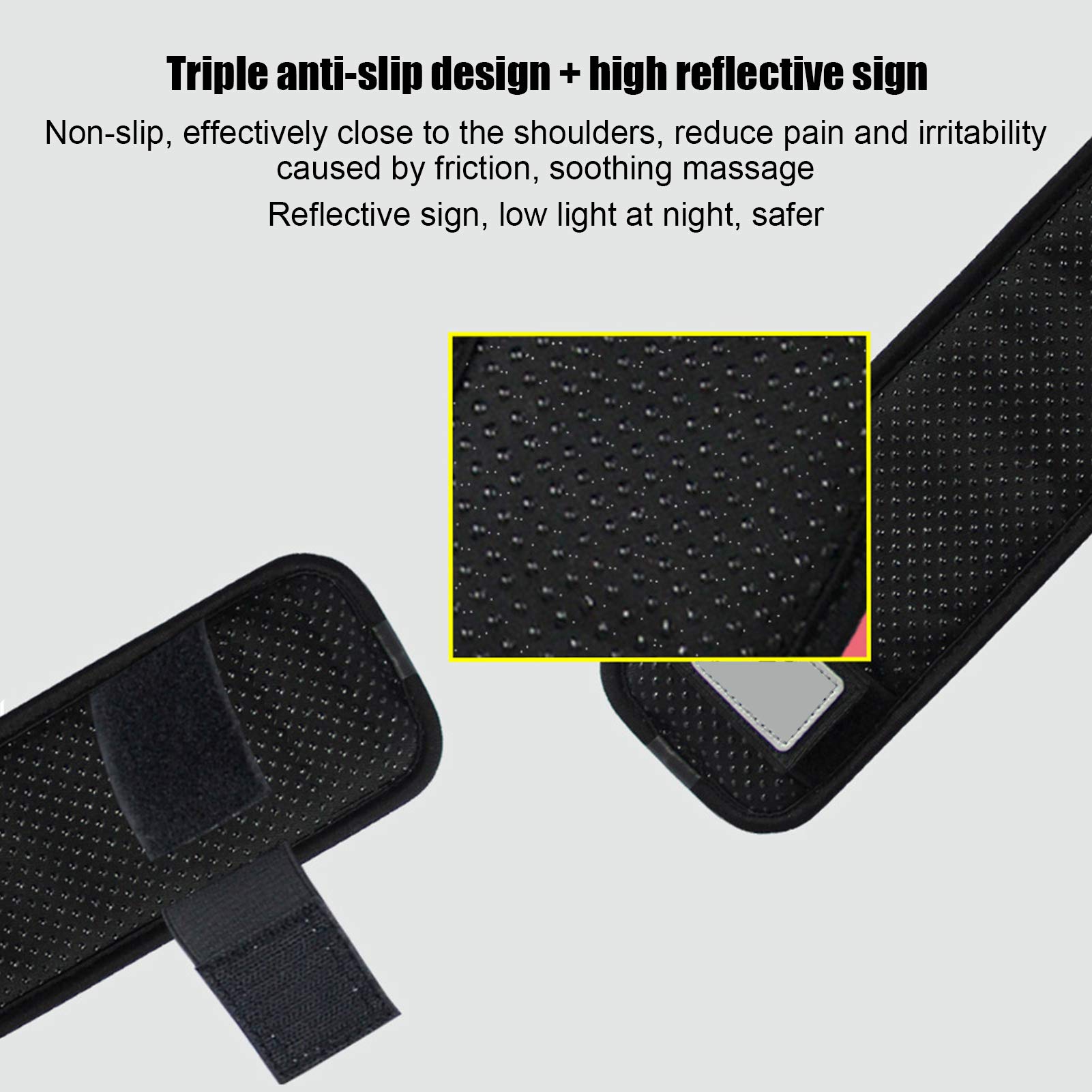 2PCS Anti-Slip Shoulder Strap Pads with Air Cushion - Black Backpack Shoulder Pads for Comfort & Stress Relief - Perfect for Hiking, Travel & Mounted Storage Systems