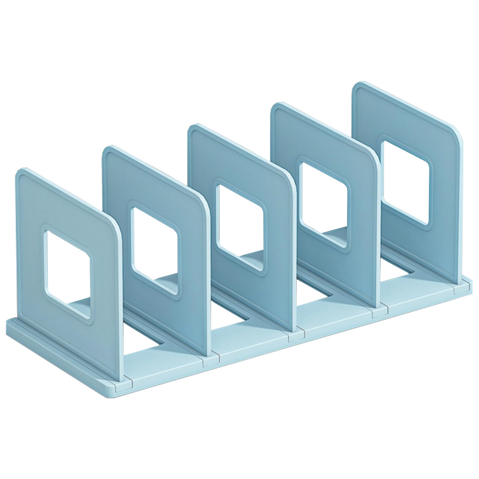 SAYEEC Vertical Desktop File Organizer - 4-Section Adjustable Plastic Book Holder, Shelf Dividers for Desk, Closet, Purse & Handbag Storage - Perfect for Mail, Binder, Magazine & Bookshelf Organization (Blue) - Ideal for Home Office, Dorm Room & Workspace Storage Solutions