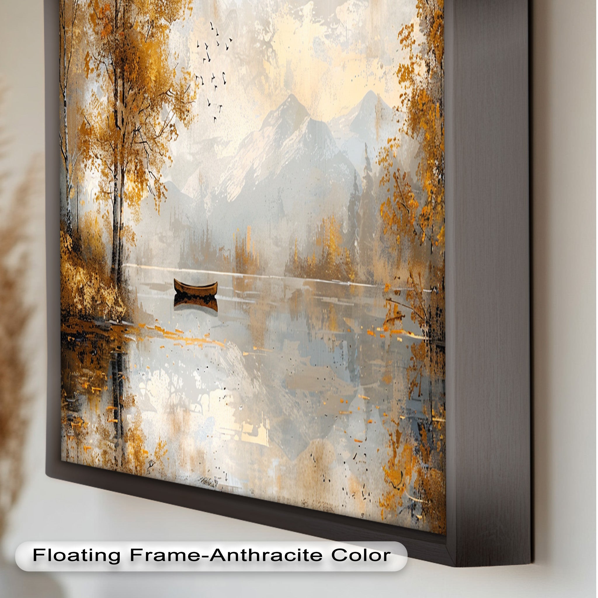 Abstract Lake and Forest Oil Painting - Handmade Tranquil Nature Wall Art for Living Room, Bedroom & Office Decor