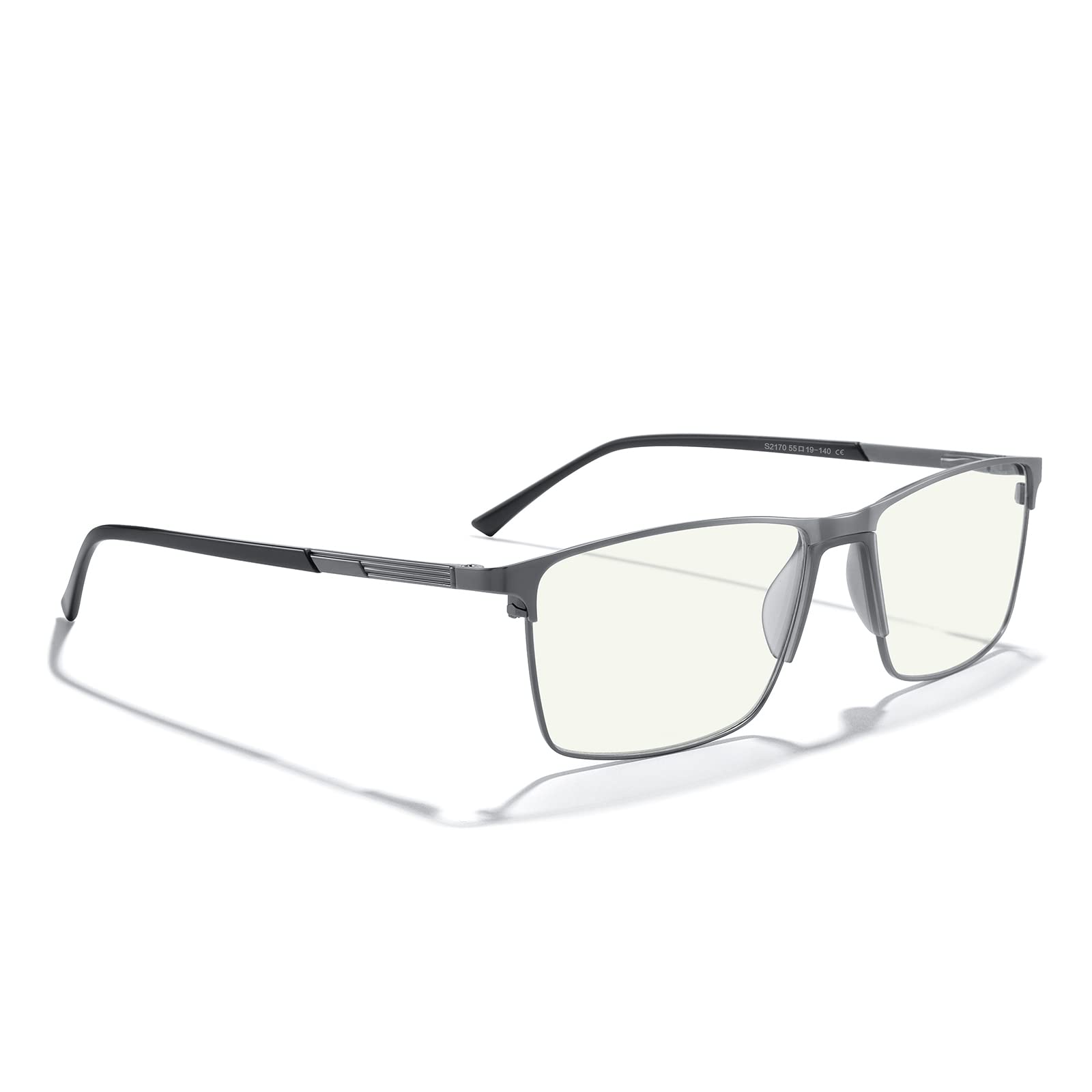 Blue Light Blocking Glasses for Men - Fashion Metal Frame Reading Glasses with Spring Hinge - Computer Glasses for Office Work & Screen Time Protection
