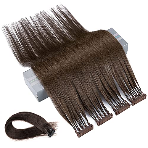 6D Clip-In Human Hair Extensions - 100% Real Remy Hair, Soft & Smooth, Perm & Dye Friendly, Reusable (18 Inch, #2 Dark Brown) - 5 Bundles for Quick Installation & Removal - Perfect for Parties, Weddings & Daily Styling
