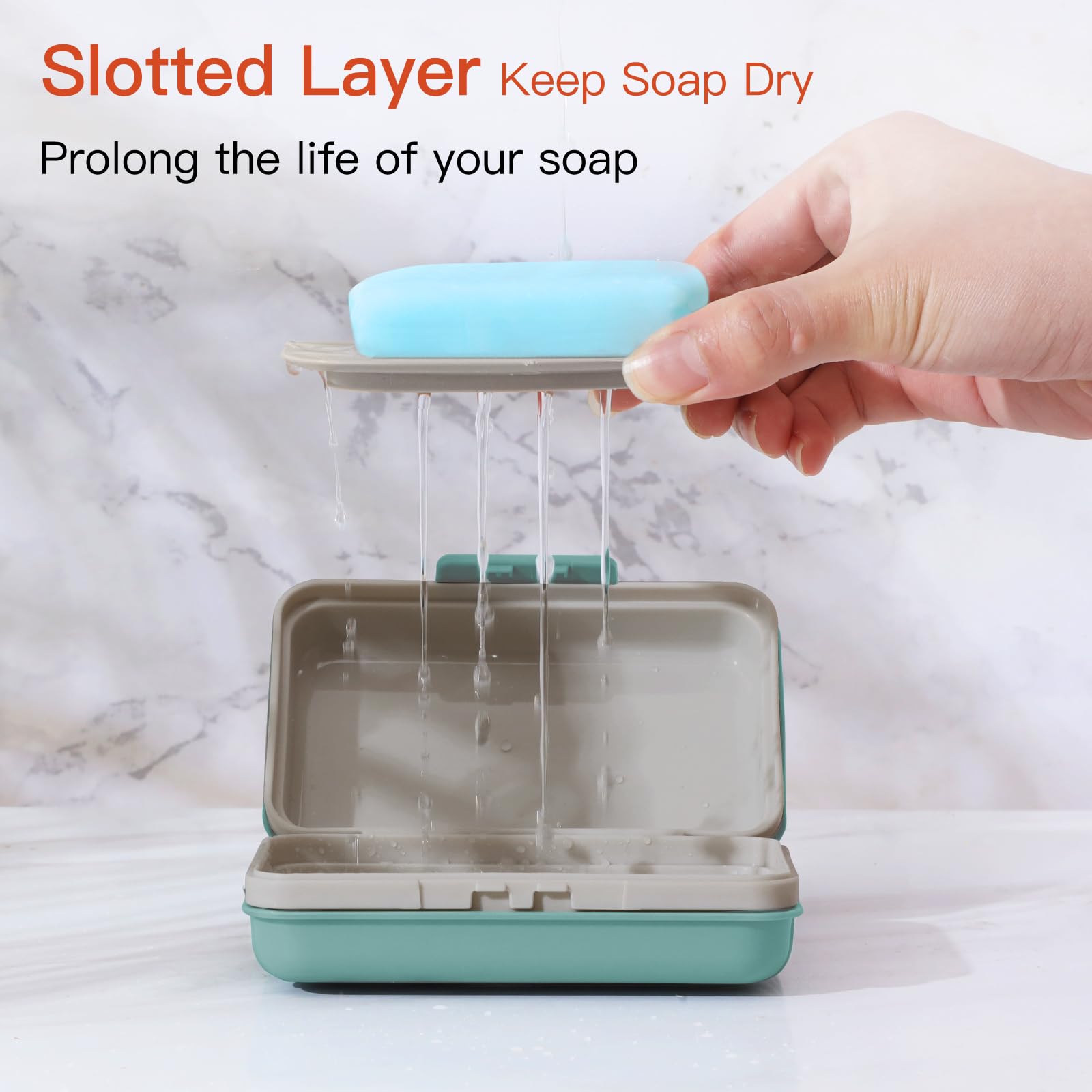 Quatish Bar Soap Holder with Lid - Portable & Leakproof Shower Soap Dish for Gym, Camping, Travel | Blue Travel-Size Toiletries Case | Perfect for Outdoor Adventures & Daily Hygiene