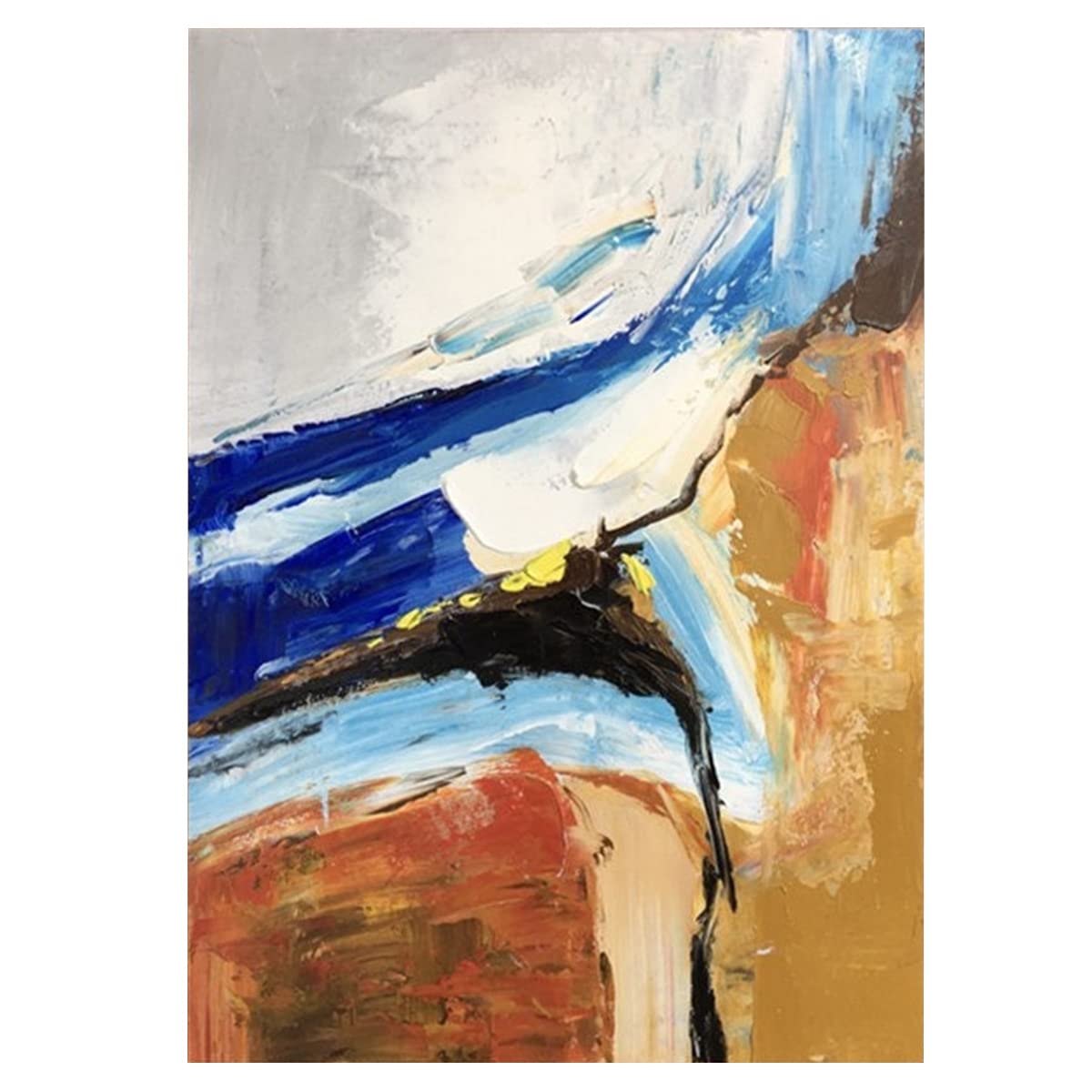 KSALPCH Original Abstract Painting - Minimalist Large Wall Art Canvas in Beige & Blue, 60x90 Inch Unframed - Perfect for Modern Living Room, Office & Bedroom Decor