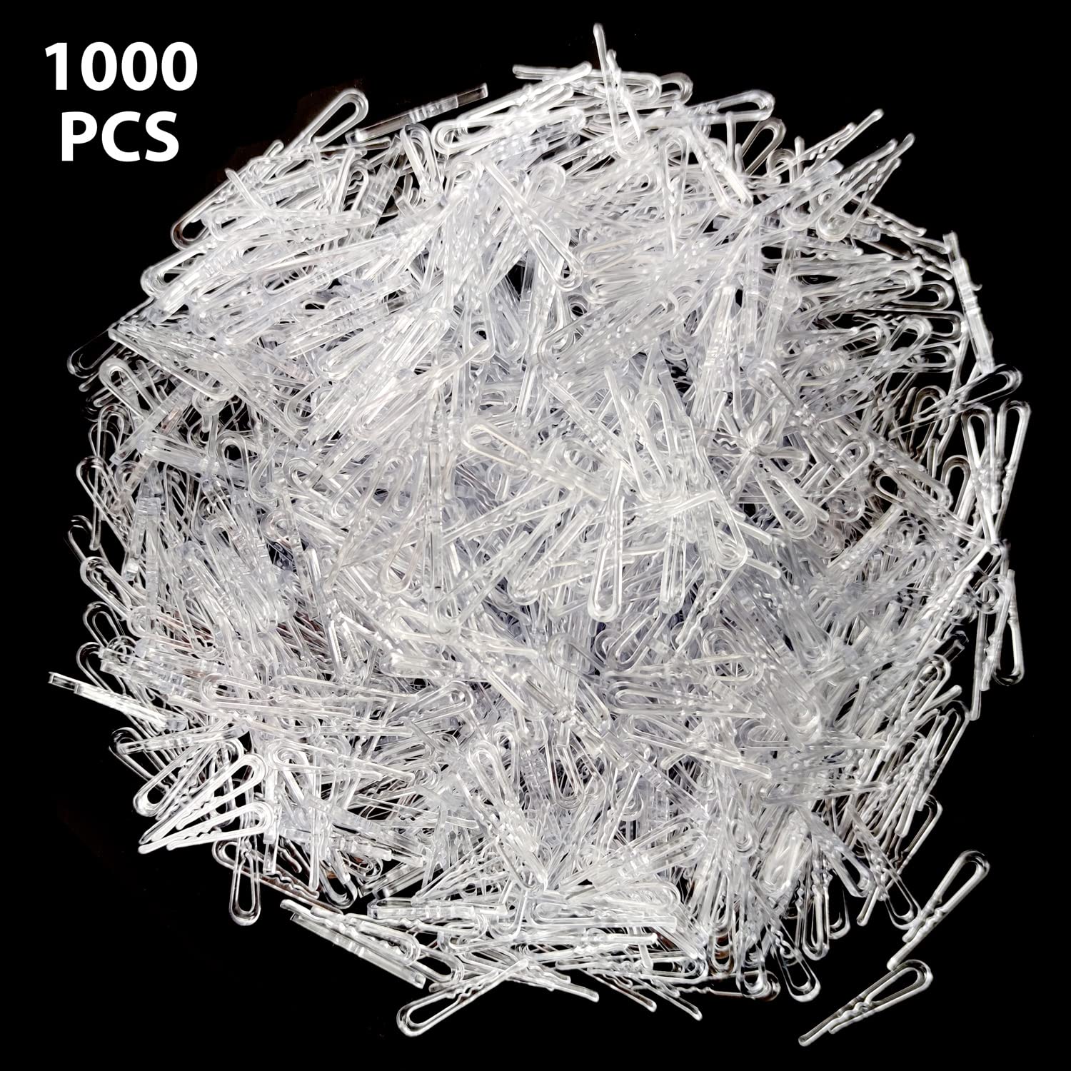 1000 Pcs U Shape Plastic Alligator Clips with Teeth - Clear Shirt Folding Clips for Socks, Dress Ties & Garments - Perfect for Laundry, Crafting, and Organizing Clothes