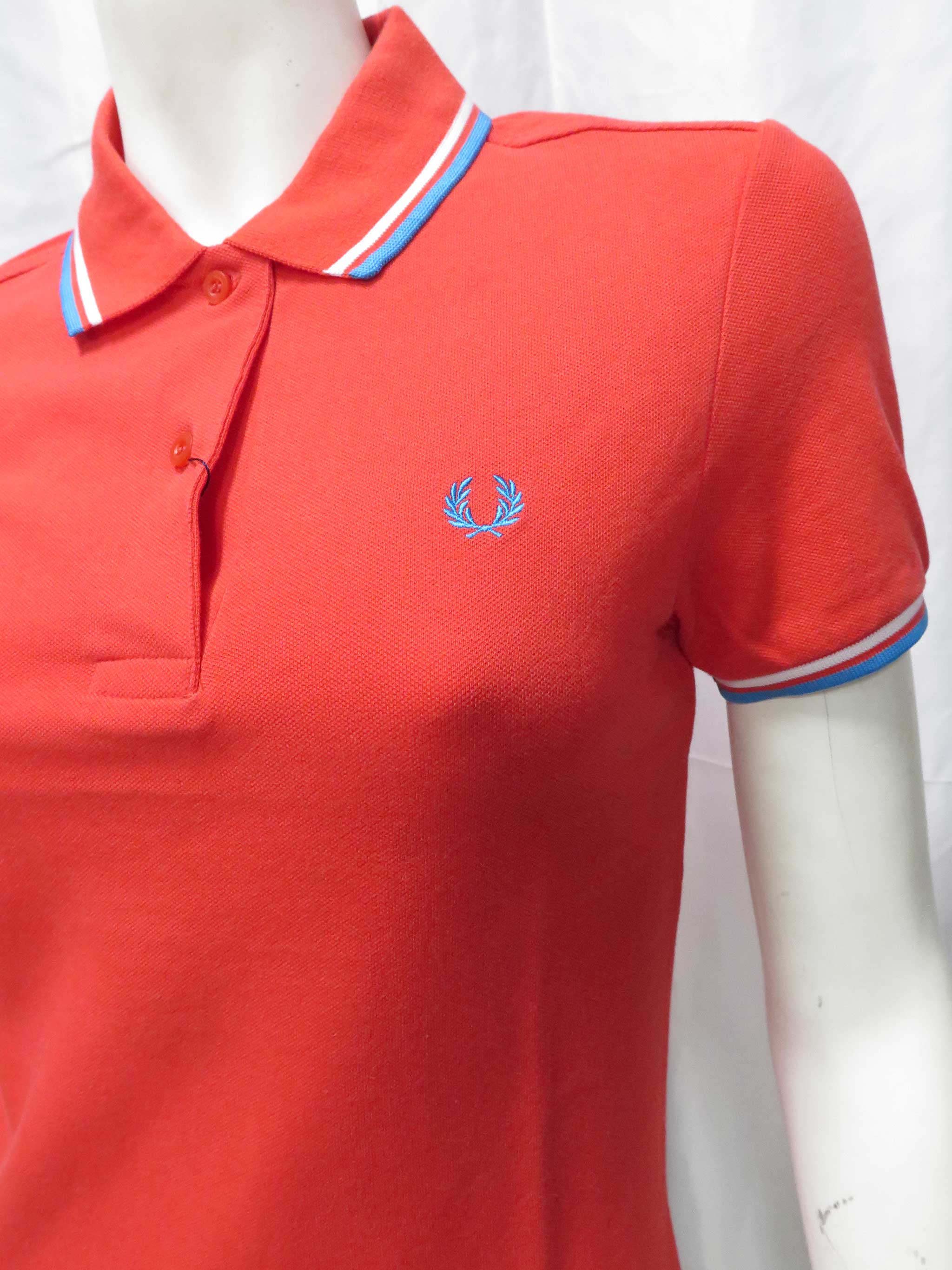 Fred Perry Women's Twin Tipped Polo Shirt - Pop Red, White & Baby Blue | Classic Casual Wear for Women | Perfect for Golf, Office & Everyday Fashion