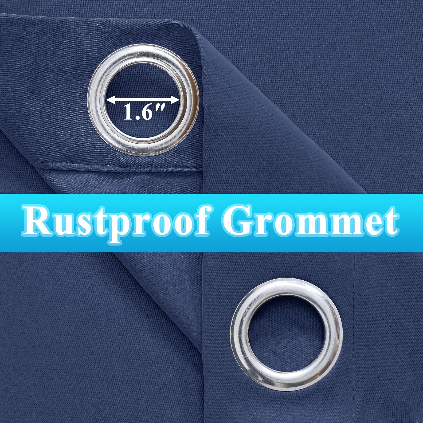 Frelement Extra Wide Outdoor Curtains - Windproof & Privacy Protection - Rustproof Grommet Drapes for Gazebo, Pergola, Patio (Navy, 120