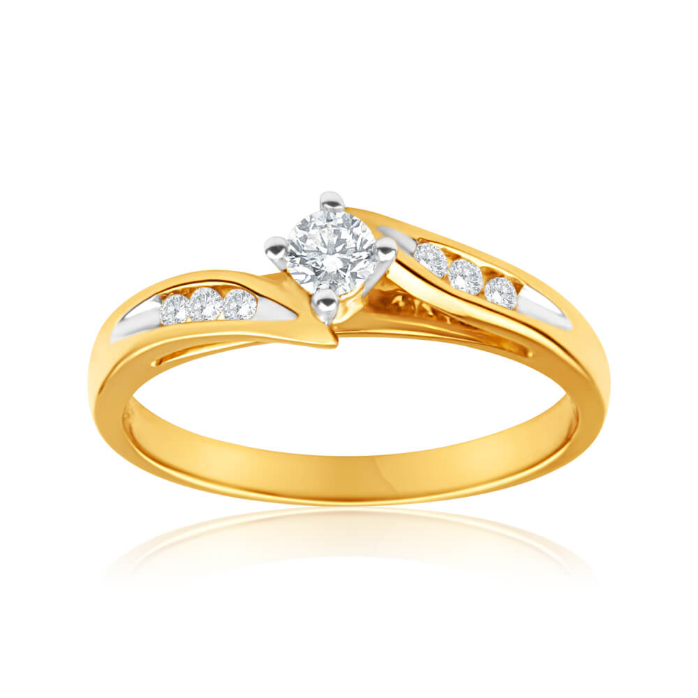 18K Yellow Gold 'Montana' Diamond Ring - 0.25 Carats, Elegant Wedding Band, Anniversary Gift for Her, Perfect for Engagement & Special Occasions
