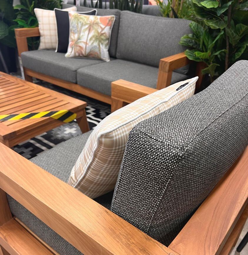 Bondi Mad About Plaid 45x45 cm Piped Outdoor Cushion - Waterproof & Durable for Patio, Garden, and Poolside Furniture