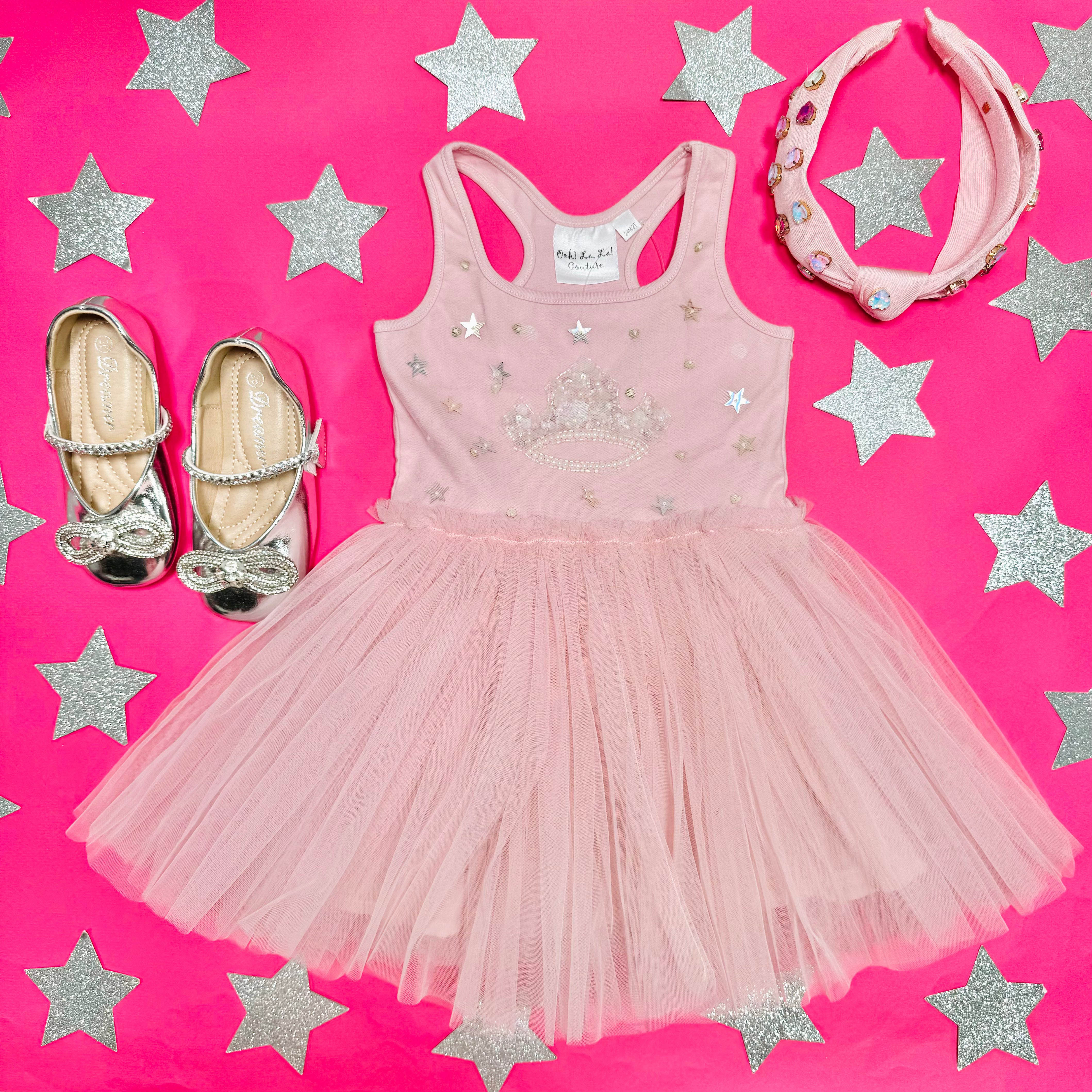 TIARA TUTU DRESS for Girls - Sparkly Princess Ballet Tutu Skirt with Tiara Headband - Perfect for Birthday Party, Dance Recital & Photo Shoot
