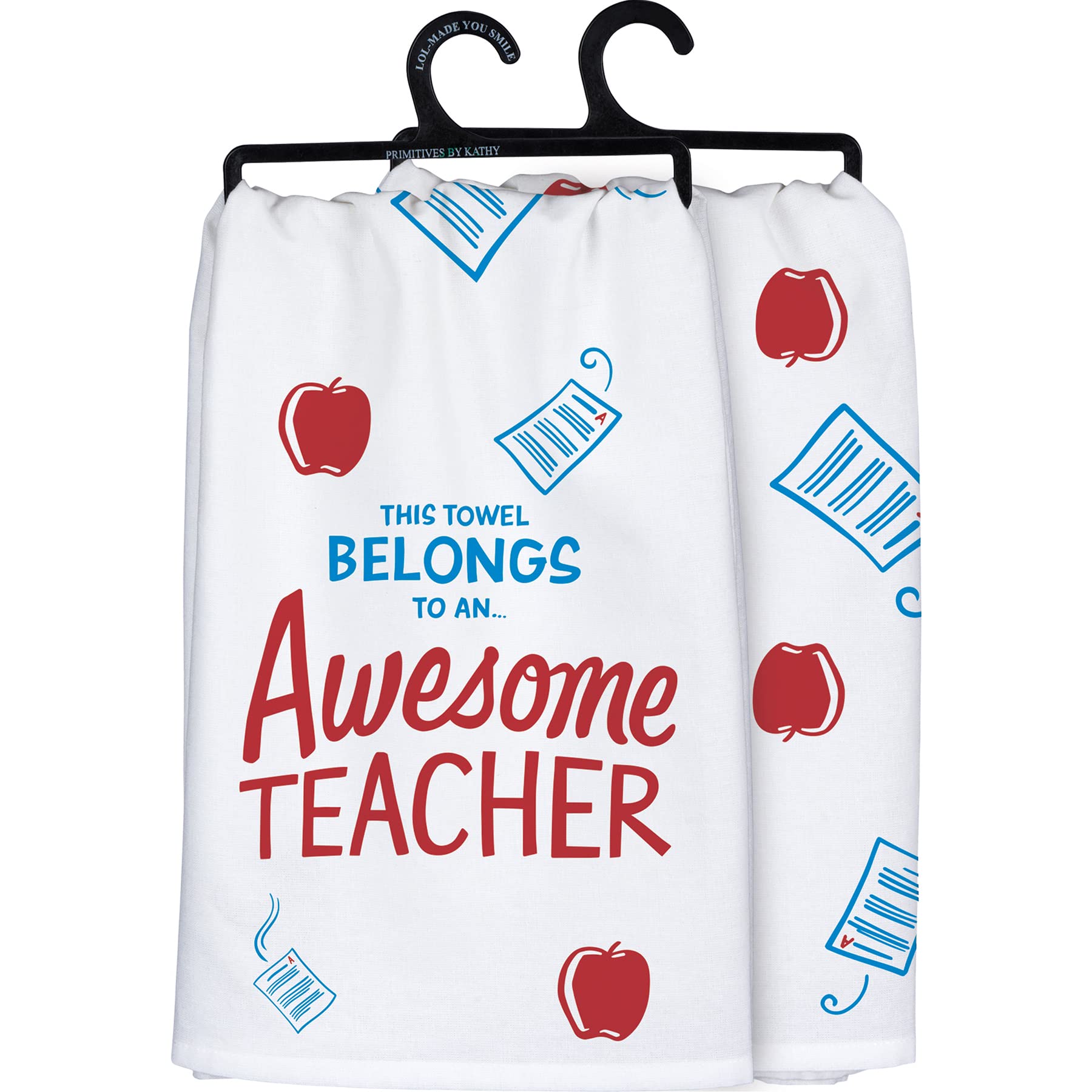 Primitives by Kathy Awesome Teacher Decorative Kitchen Towel 28x28 Inch - Funny Gift for Educators, Classroom Decor, Teacher Appreciation, Home & School Use
