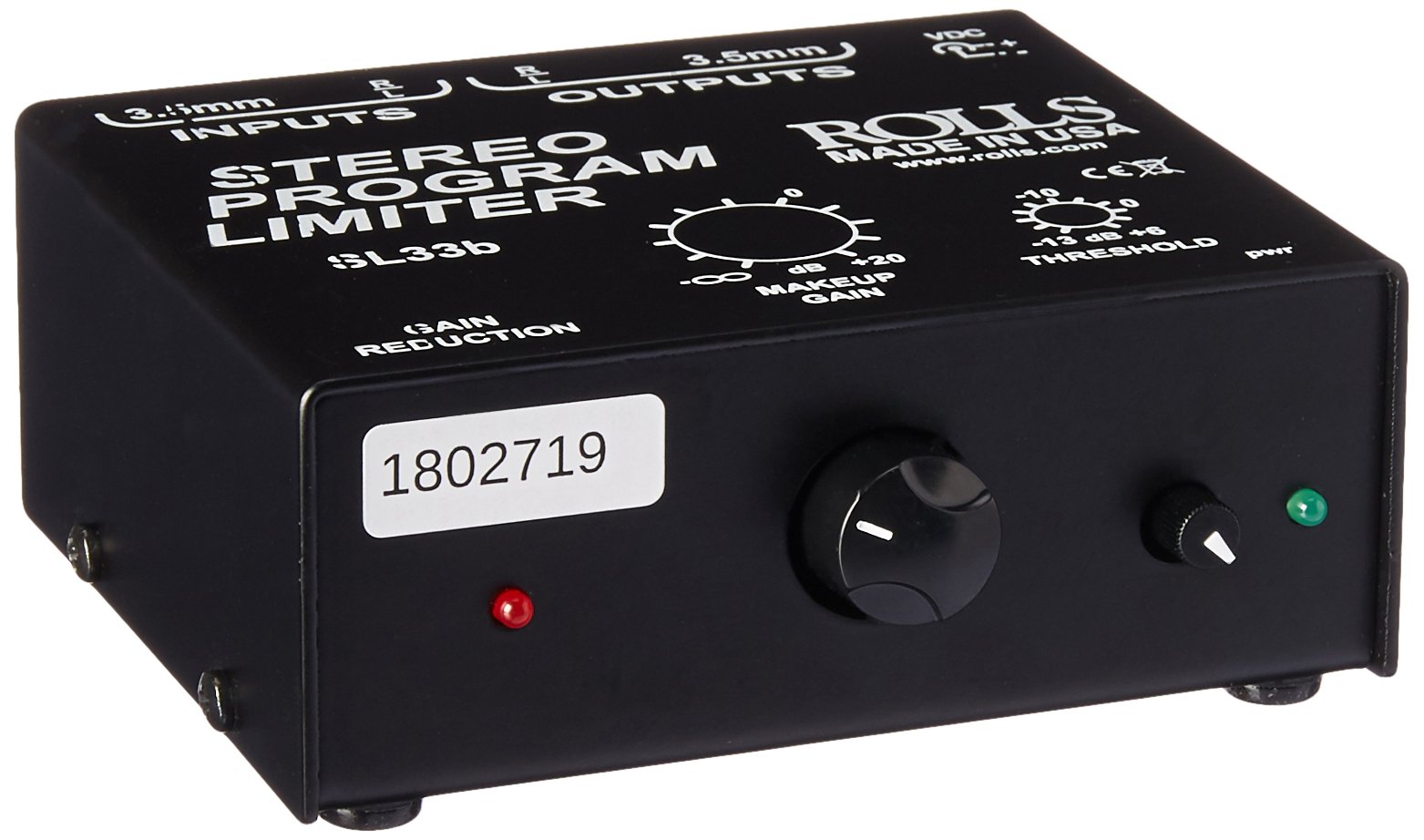Rolls SL33B Stereo Program Limiter - Professional Audio Compressor for Studio & Live Sound (Black) | Perfect for Podcasting, Music Production & DJ Equipment