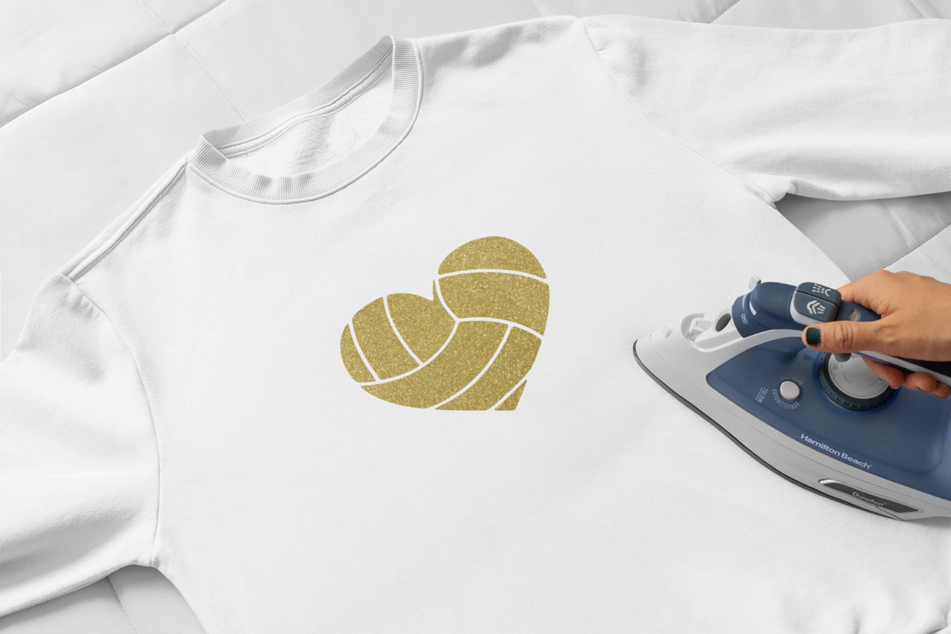 Volleyball Heart Iron-On Transfer Patch - Easy 5-Minute T-Shirt Decal for Sports Apparel (Black) | Perfect for Team Uniforms, DIY Gifts & Fan Merchandise