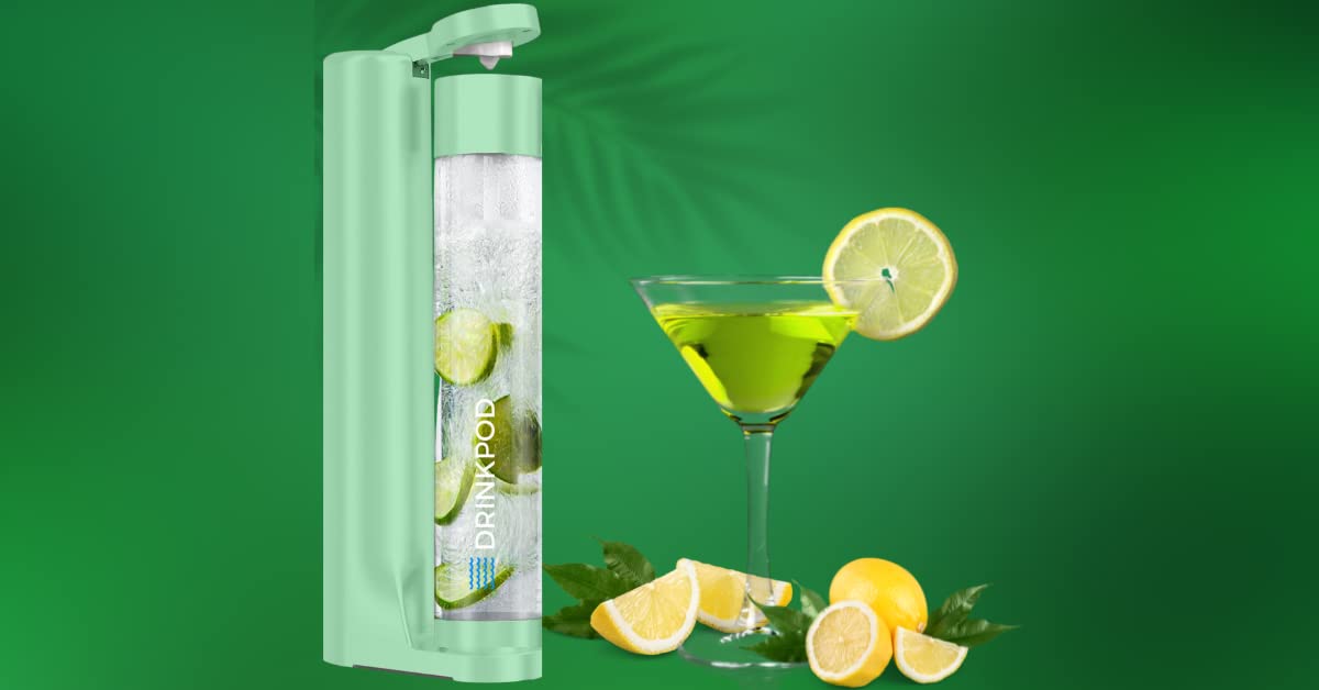 Fizzpod Soda Maker Machine for Homemade Sparkling Water - 3 PET Bottles, 3 Caps & Carbonator Cap Included | Create Bubbly Drinks, Juice, Coffee, Tea & Cocktails | Perfect for Home, Office & Party Use