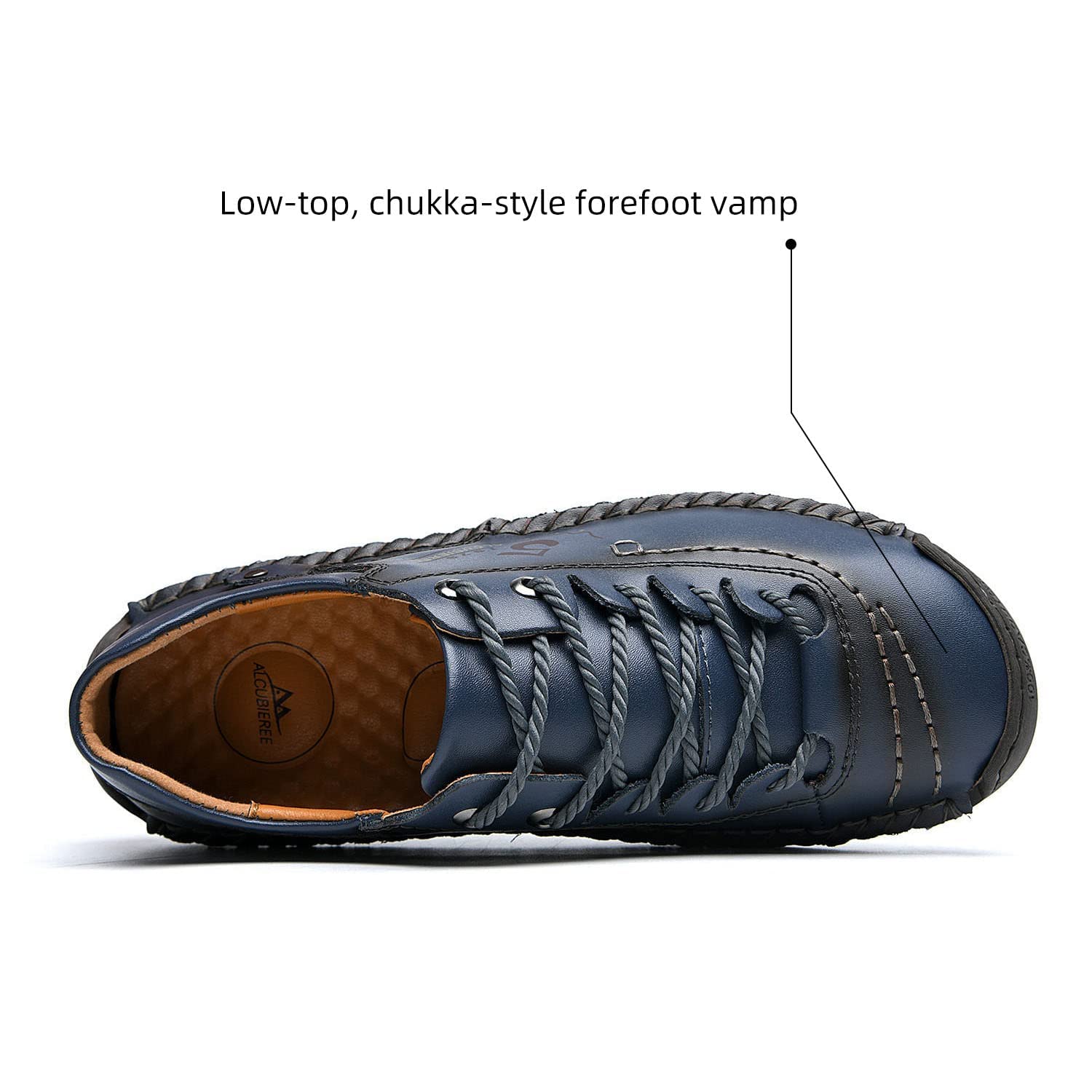 Alcubieree Men's Genuine Leather Casual Sneakers - Comfortable Loafers for Walking, Driving & Dress Shoes - Lightweight Fashion Footwear for Men (Size 7.5-13) - Perfect for Office, Travel & Everyday Wear