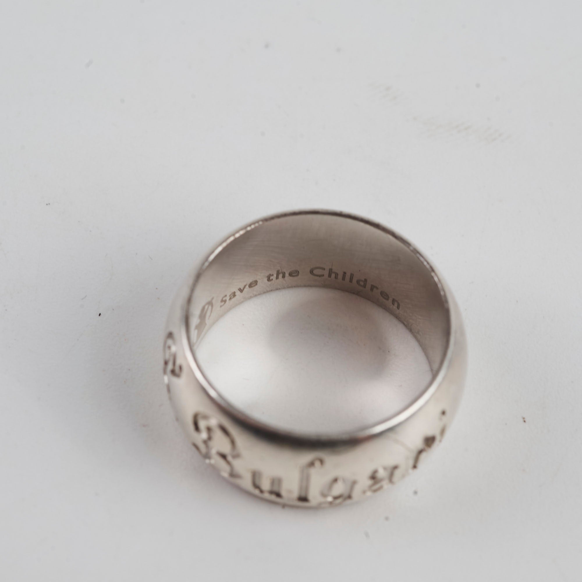 Bvlgari Save The Children Sterling Silver Ring - Size 56 (US 7.5) - Elegant Charity Jewelry for Women, Perfect Gift for Weddings, Anniversaries & Special Occasions