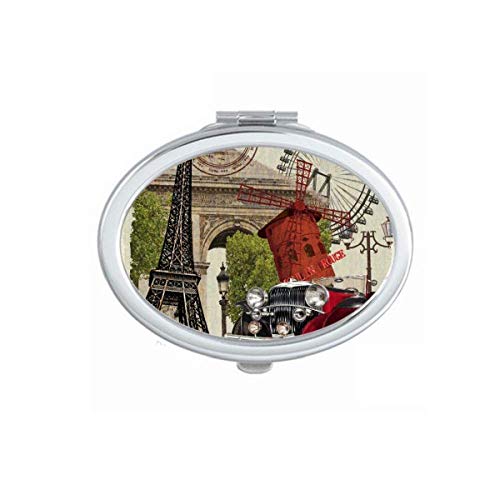 DIYthinker Vintage French Eiffel Tower Compact Mirror - Portable Folding Double-Sided Makeup Mirror for Travel, Purse & Handbag (Ideal for Touch-Ups On-The-Go)