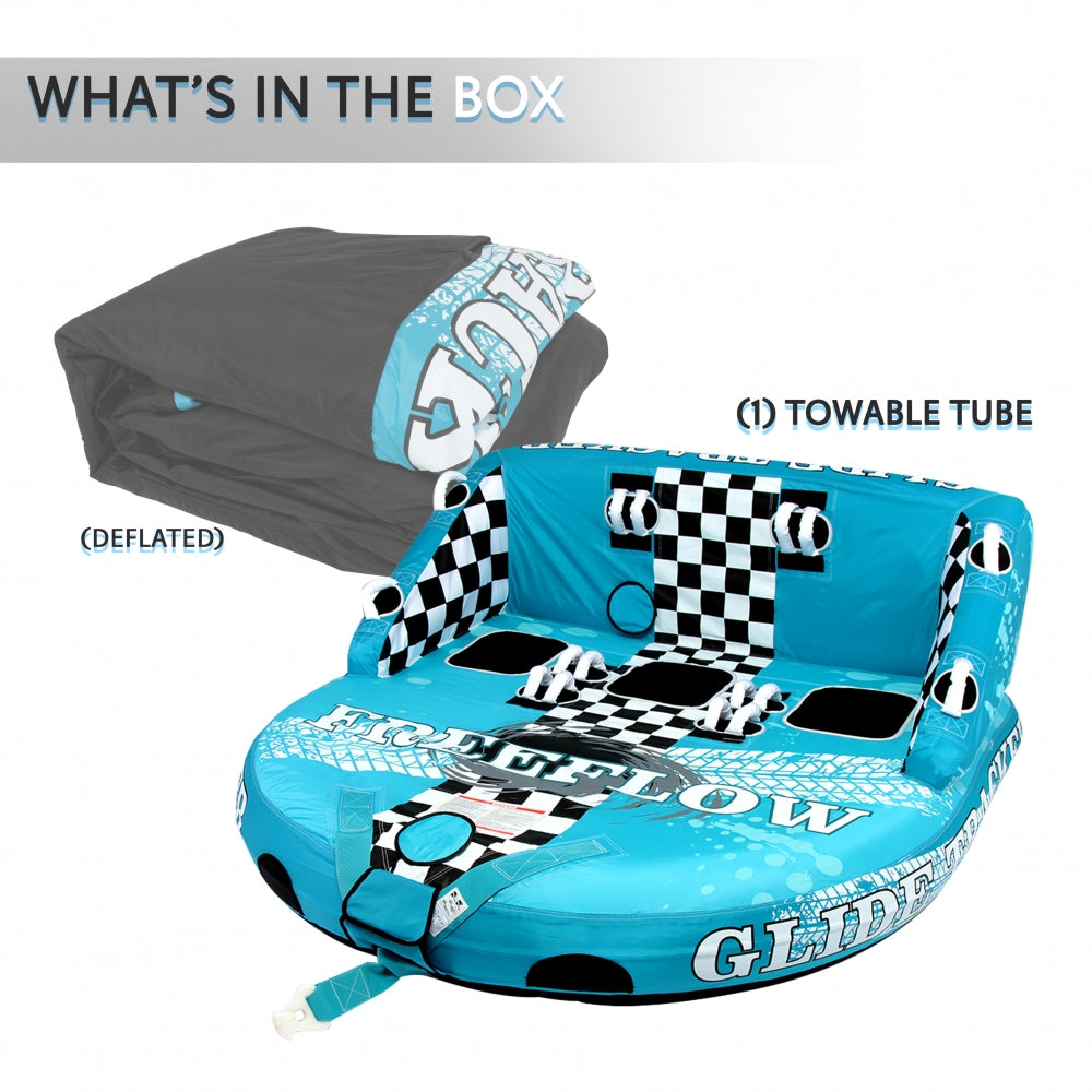 Best Inflatable Towable Tube for Boating - 2 Person Water Tube with Handles for Lake & Ocean Fun - Perfect for Summer, Beach, and Family Outings