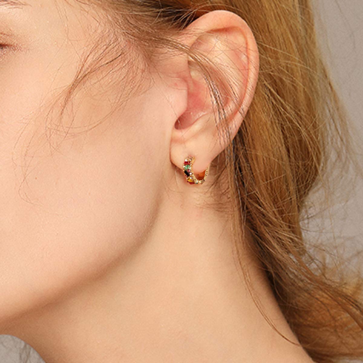 Sparkly Crystal Cubic Zirconia Hoop Earrings for Women - Hypoallergenic Small Colorful Hoop Earrings - Perfect Birthday Gift Jewelry for Everyday Wear & Special Occasions
