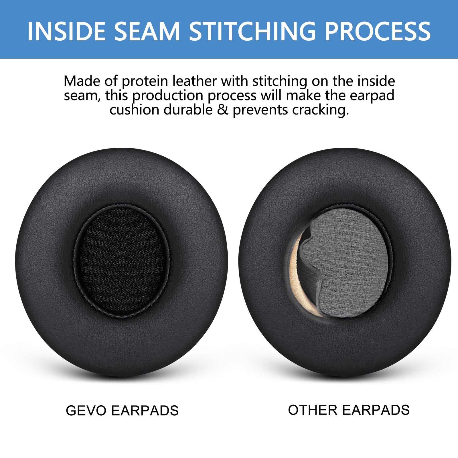 GVOEARS Replacement Ear Pads for Beats Solo 3 Wireless Headphones - Protein Leather Memory Foam Cushions Compatible with Beats Solo3/Solo2 On-Ear Headphones - Perfect for Music, Gaming & Travel Comfort