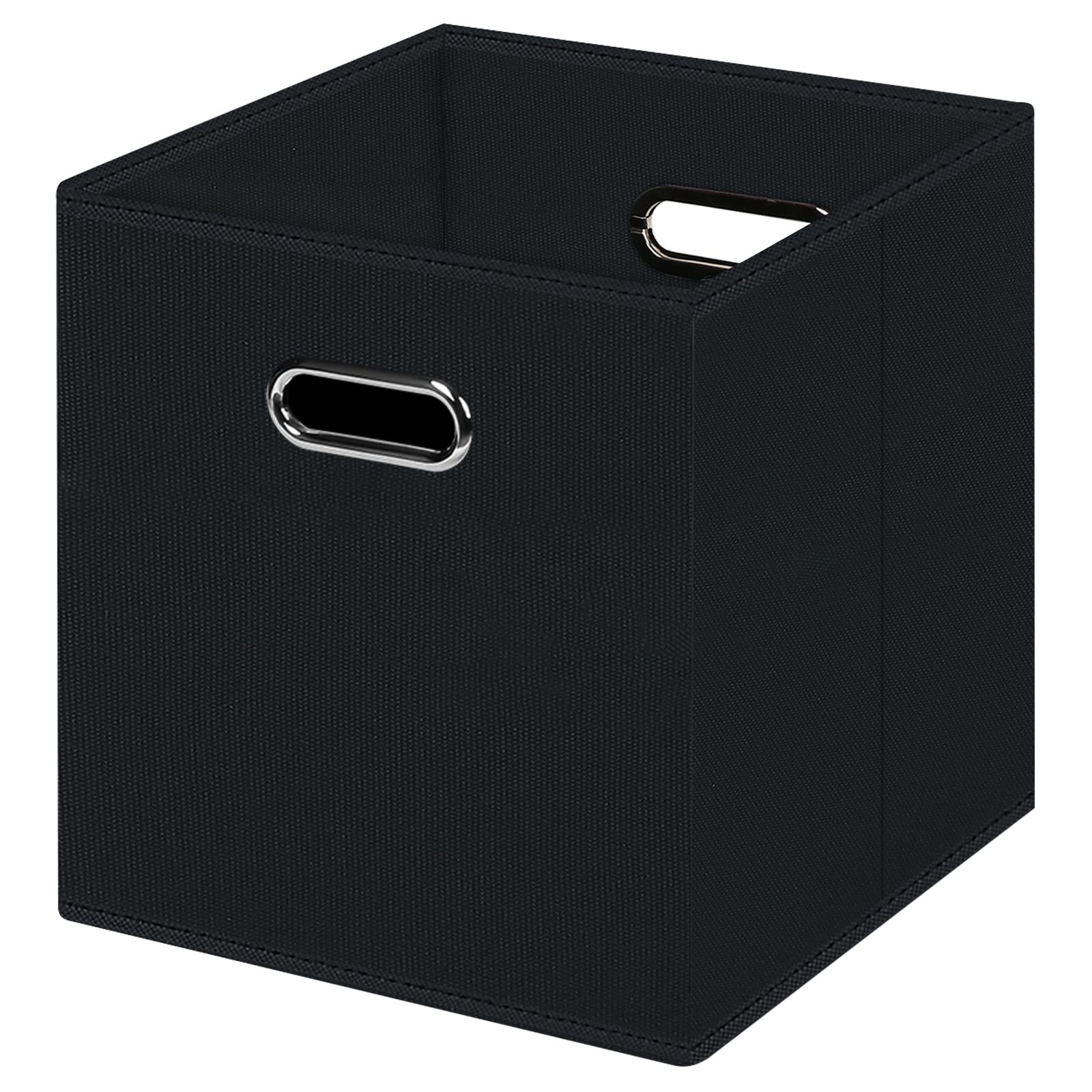 Foldable Fabric Storage Cubes with Dual Handles - Black Closet Organizer Bins for Bedroom, Nursery & Office - Space Saving Storage Boxes for Shelves, Cabinets & Underbed Organization