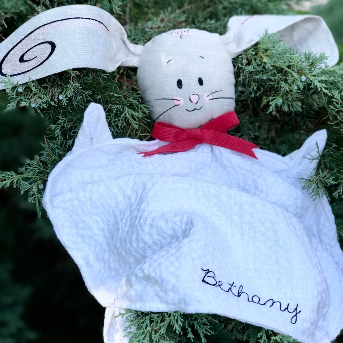 Big Bunny Blanket Buddy - Soft Linen Lovey for Babies & Toddlers - Perfect for Cuddling, Naptime, and Travel Comfort