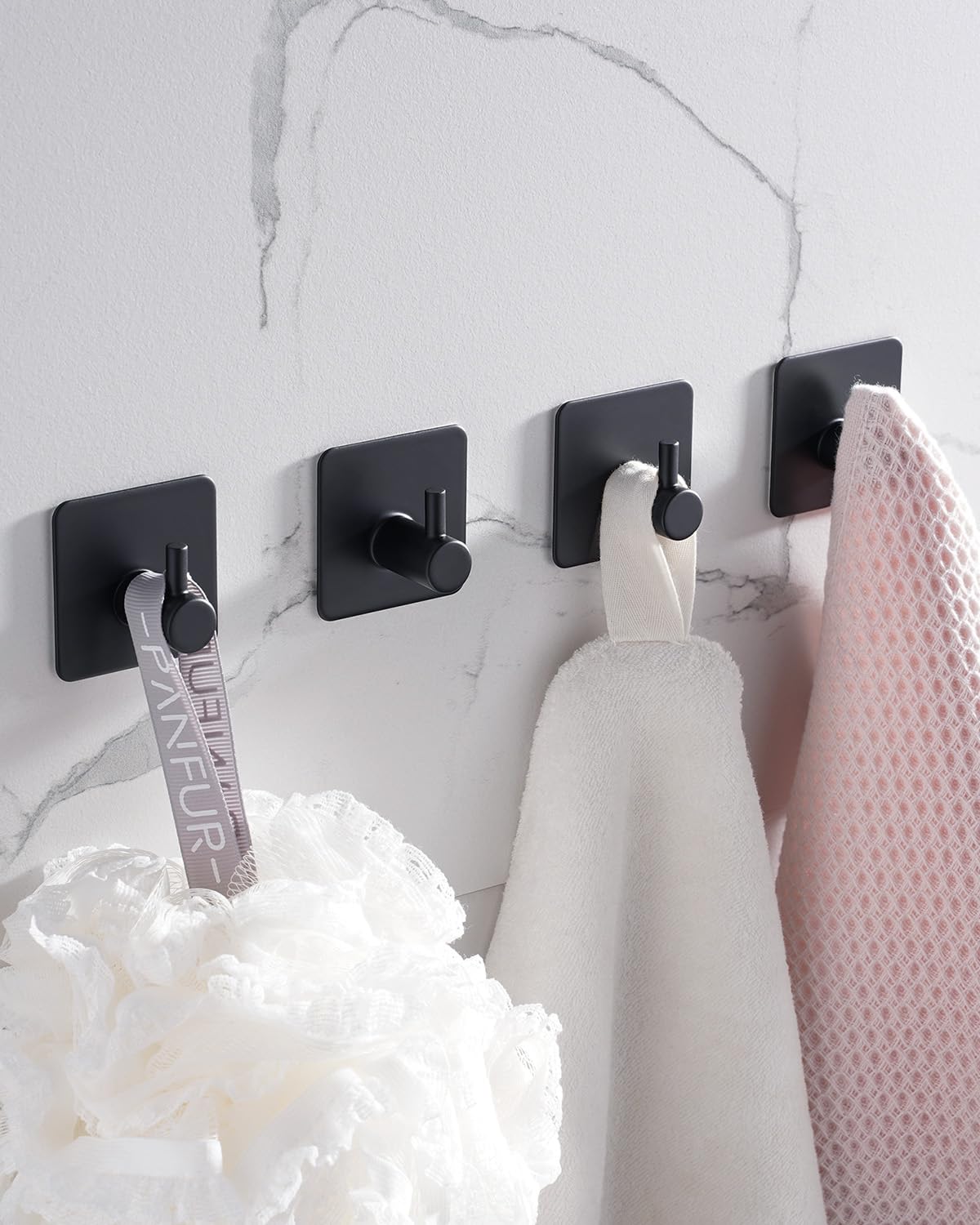 4 Pack Heavy Duty Stainless Steel Adhesive Hooks - Waterproof Wall Hooks for Bathroom, Kitchen & Home - No Damage Hanging Solution for Robes, Coats, Keys, Towels & Clothes - Perfect for Showers, Lockers & Entryways
