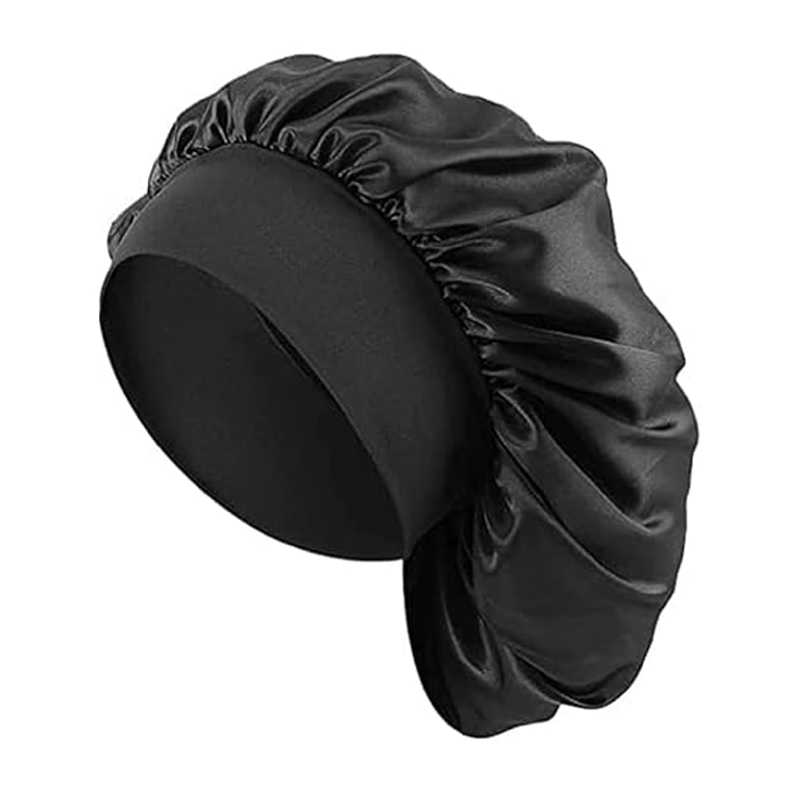 Silk Hair Bonnet for Sleeping - Satin Sleep Cap for Women & Girls - High Resilience Silk Bonnet for Hair Protection - Adjustable Black Hair Cap Fits Most Head Sizes - Perfect for Nighttime Hair Care & Travel
