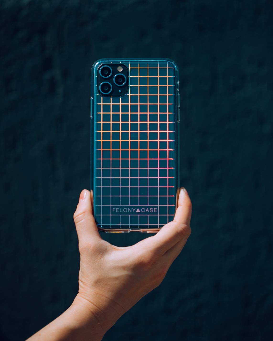 FELONY CASE - iPhone 12 Pro Max Case - Holographic Grid Phone Cover - Anti-Scratch, Wireless Charging Compatible, 360° Shockproof Protective Case for Apple iPhone 12 Pro Max - Perfect for Everyday Use, Travel & Outdoor Activities