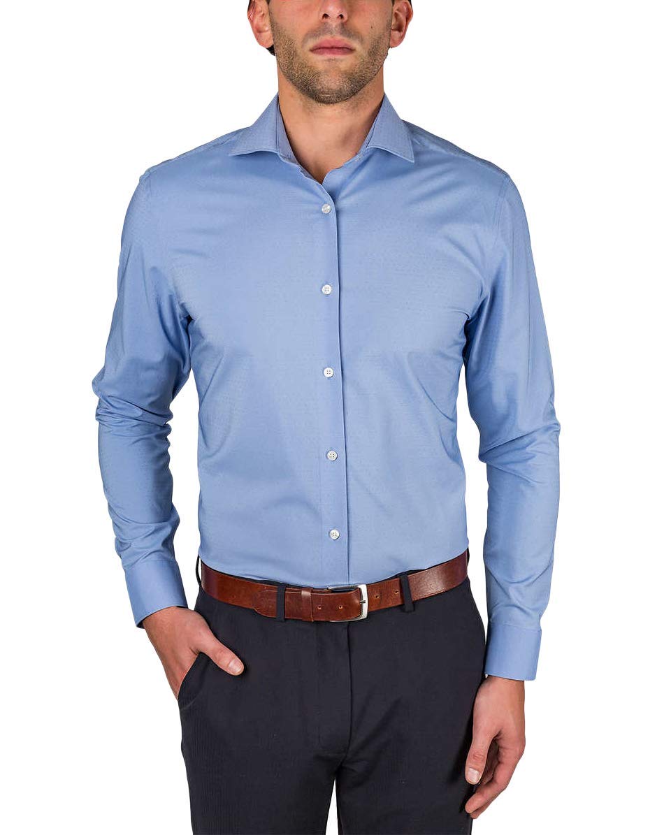 Perry Ellis Men's Non-Iron Travel Dress Shirt - Wrinkle-Free Tech Fabric for Business & Casual Wear - Perfect for Office, Travel & Formal Occasions