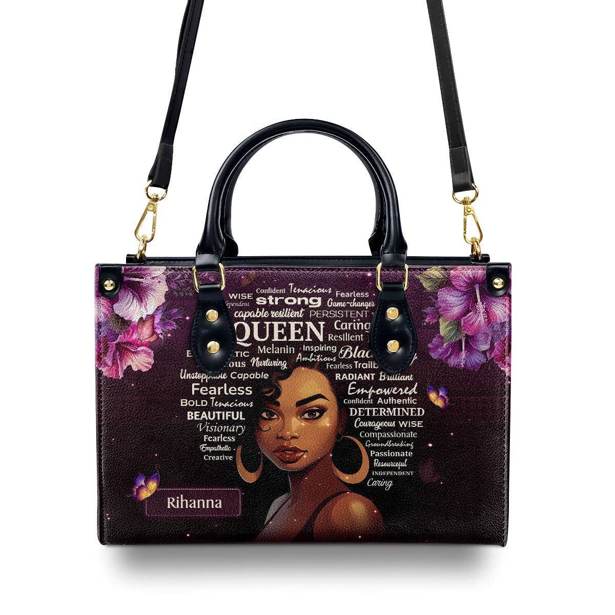 Custom Leather Handbag for African American Women - Personalized Christmas Gift for Her - Perfect for Work, Date Night & Special Occasions